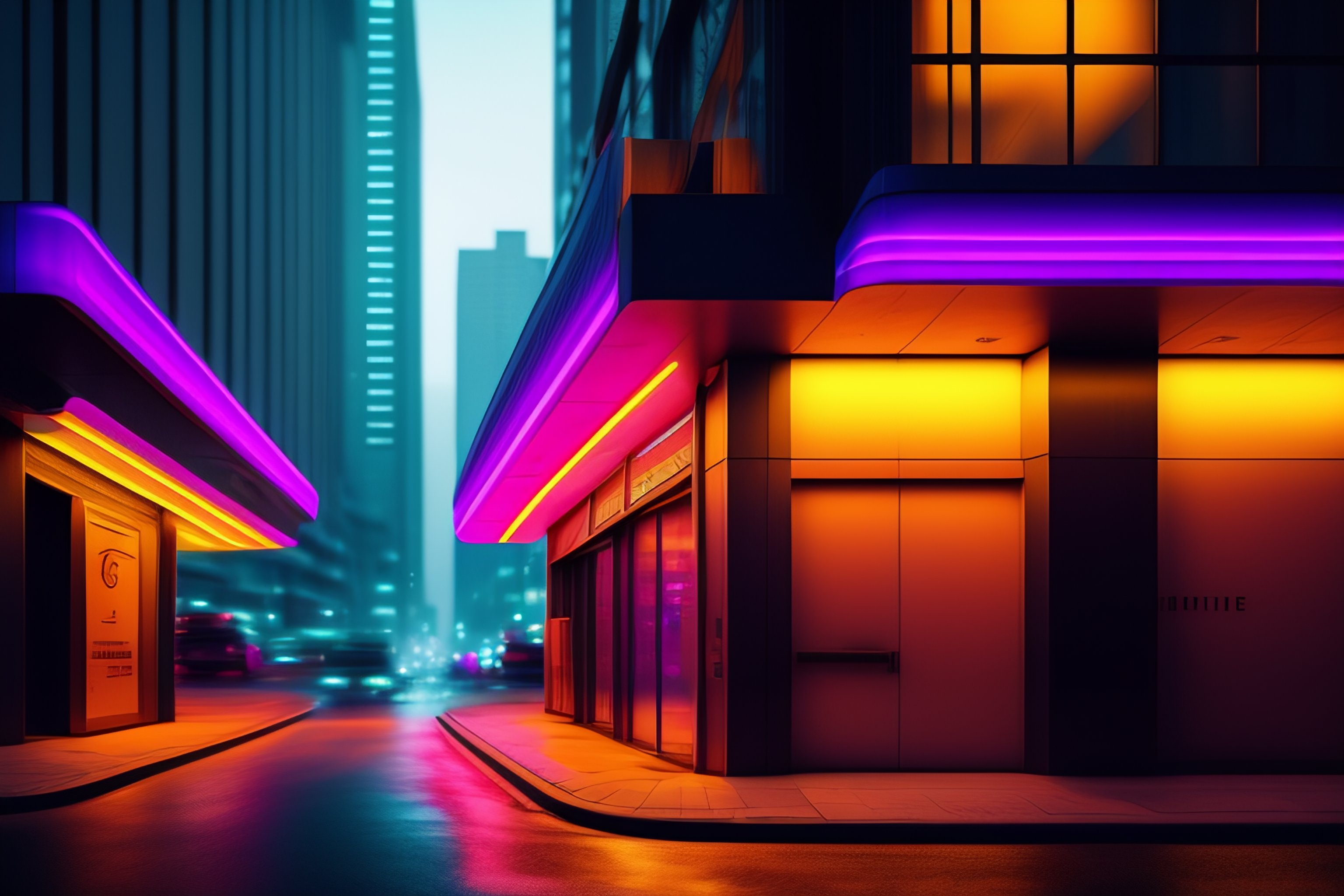 Lexica - Neon lines street boken