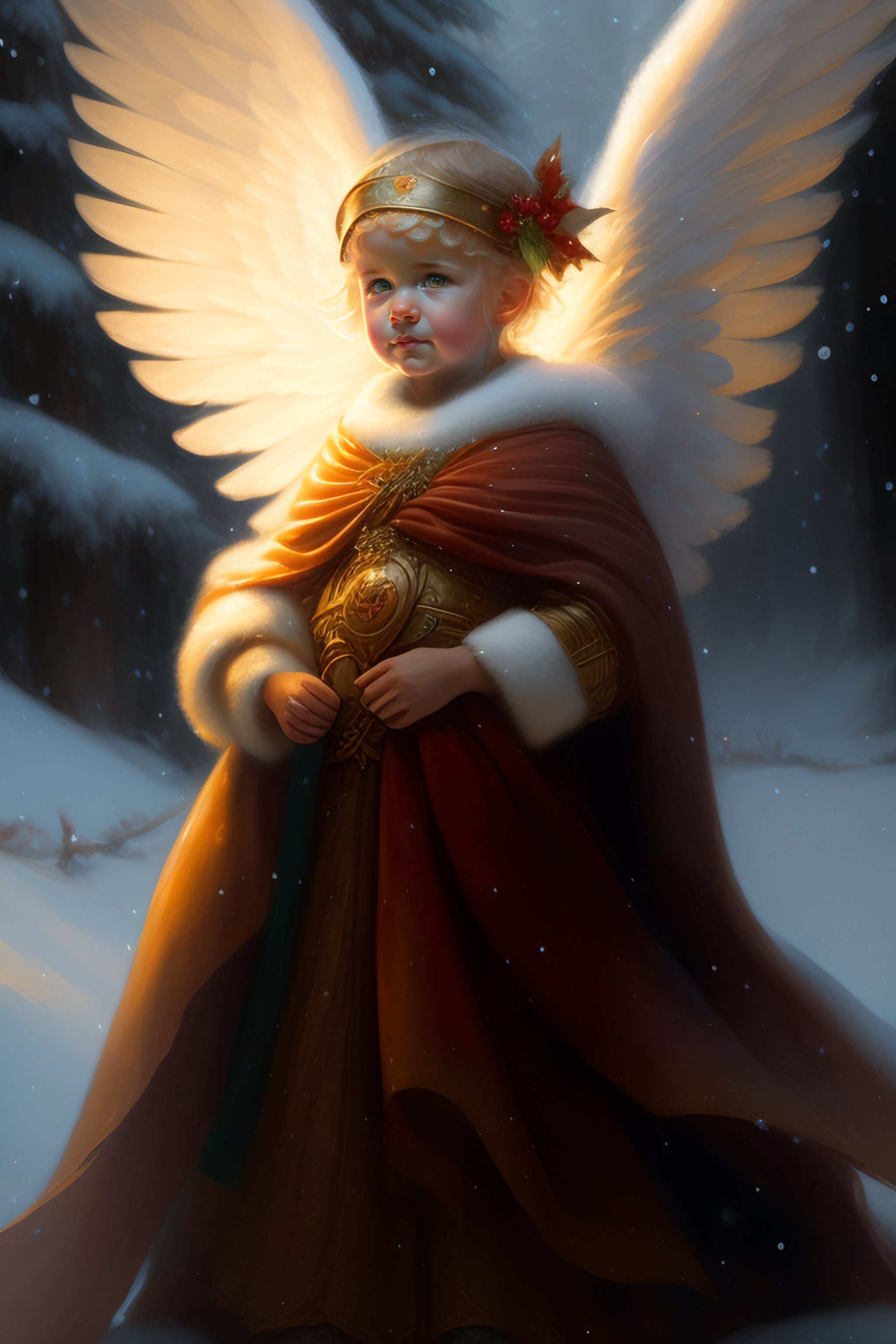 Lexica - Christmas angel, by justin gerard and greg rutkowski