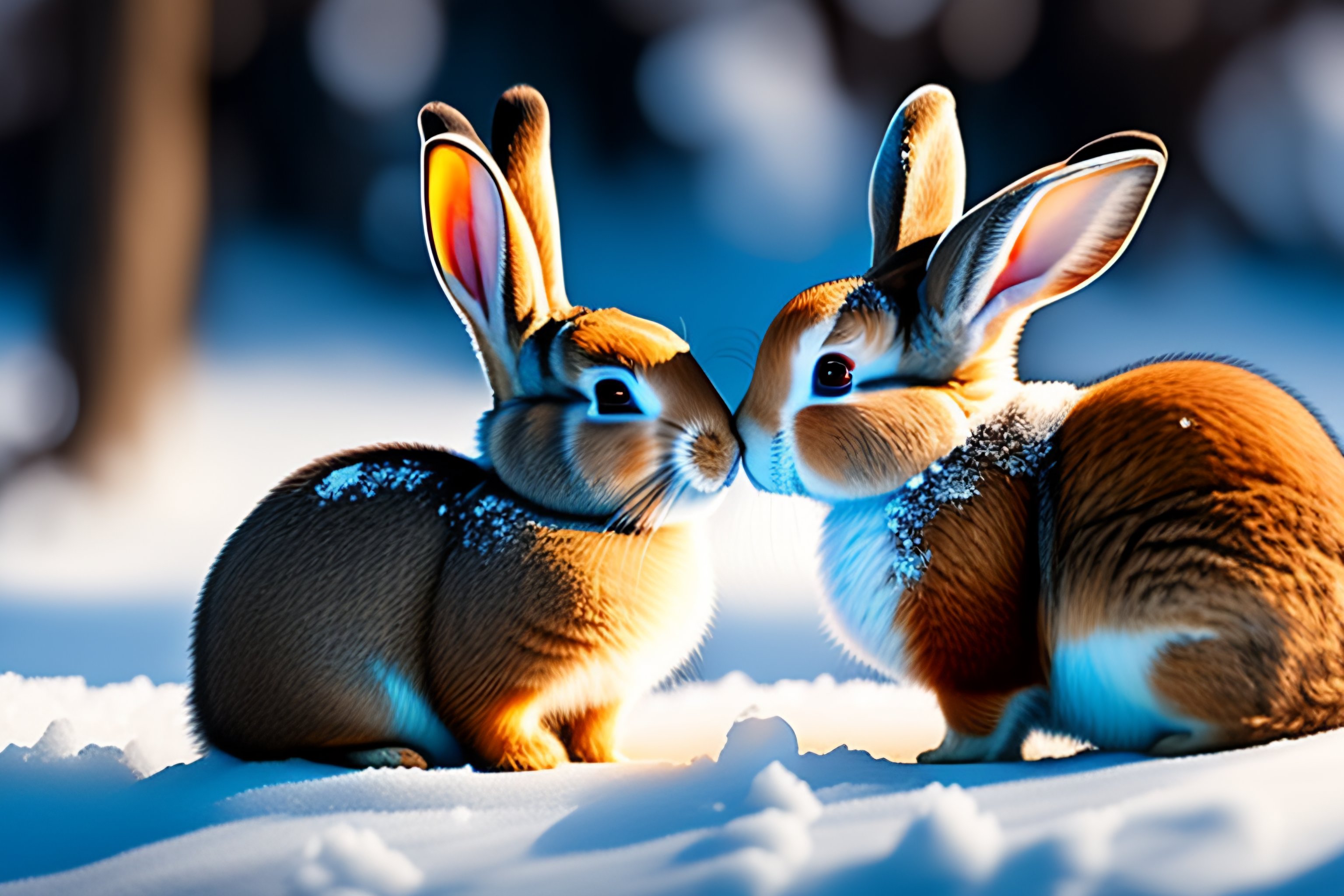 Lexica - Bunnies kissing in the snow