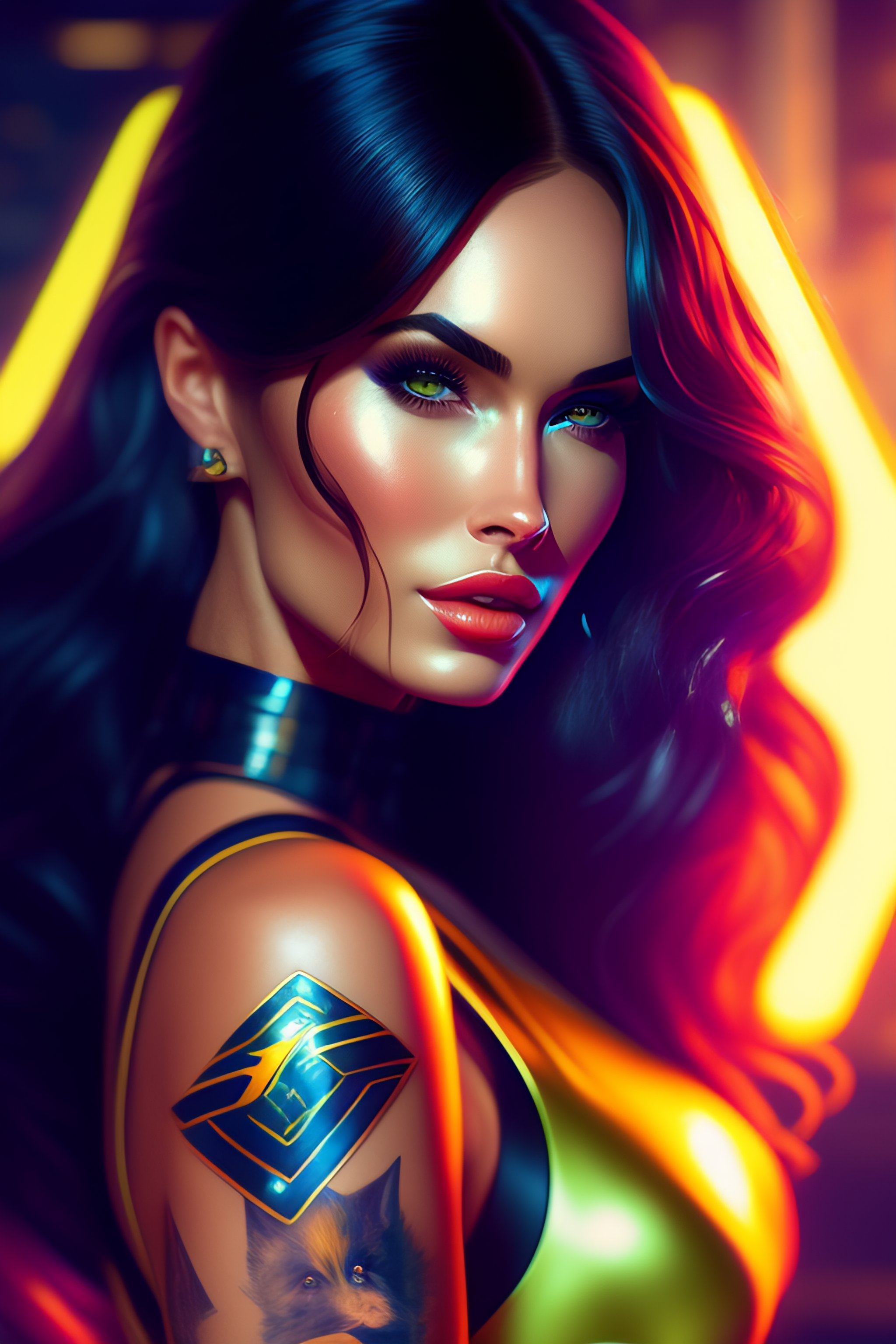 Lexica - Megan fox, pikachu, neon, cyberpunk, futuristic, highly ...