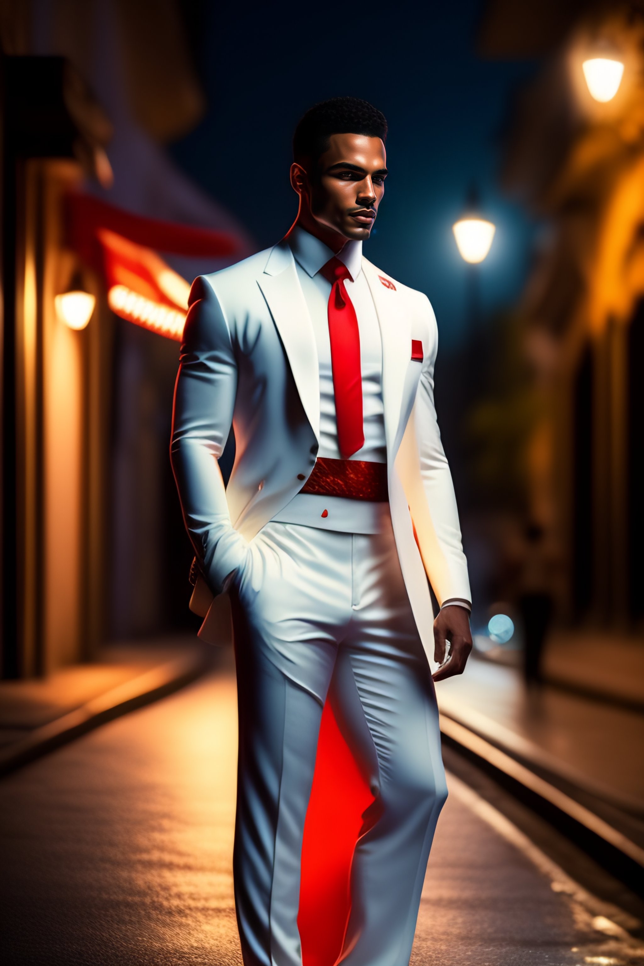 formal suit red tie