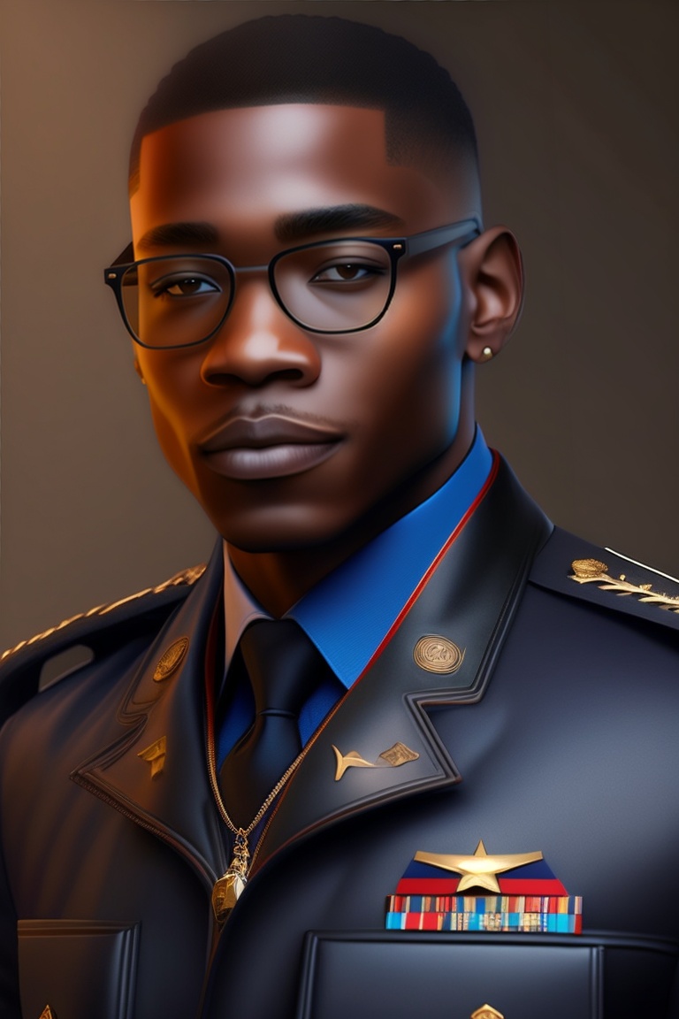 Lexica - Dark-skinned man, wearing glasses, policeman, without a beard,