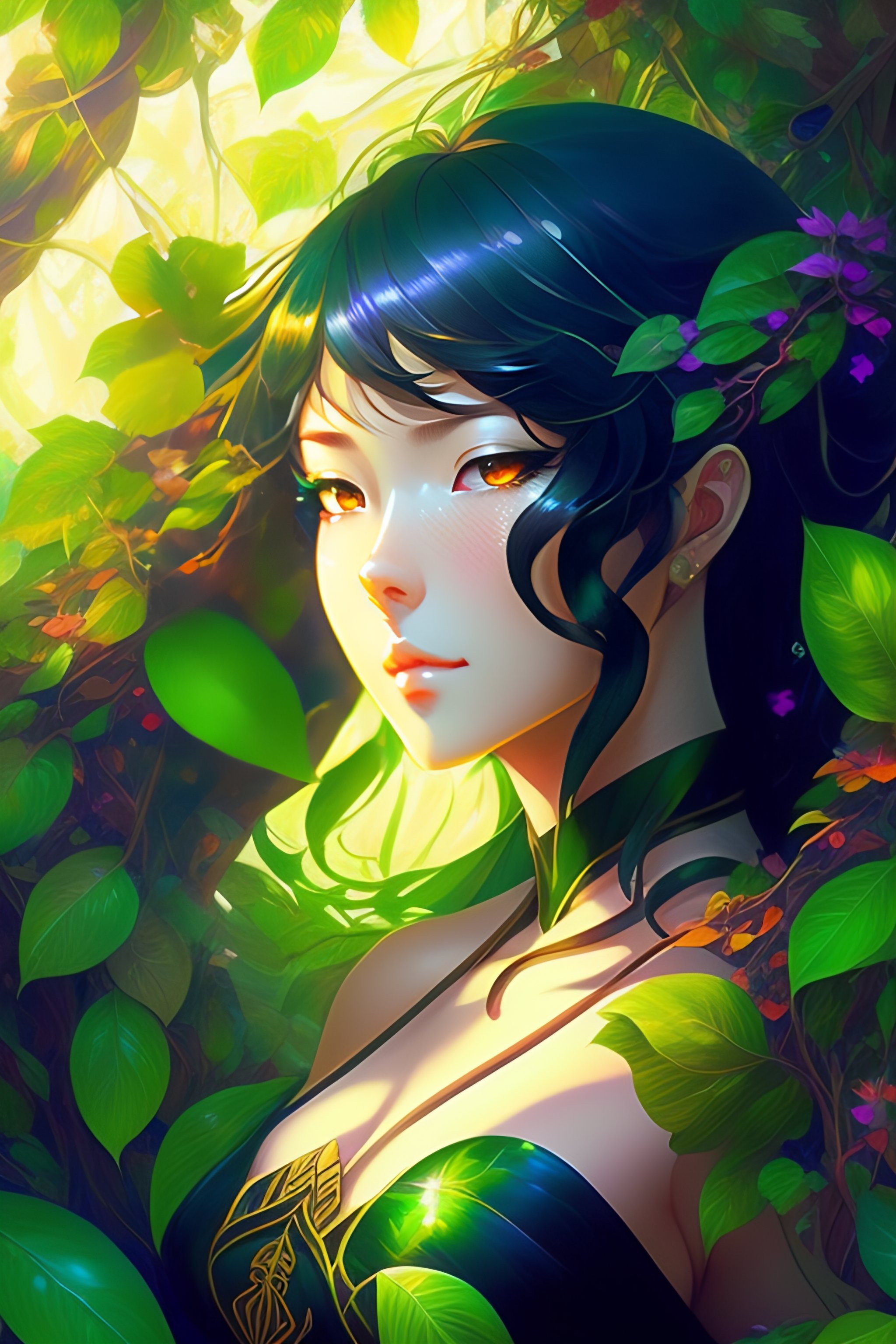 Lexica - Anime key visual of a beautiful webdeveloper man, dc comics,  covered in vibrant green vines, intricate, magical forest, stunning, highly  det...