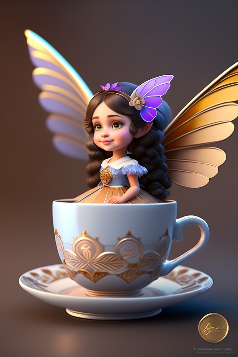 Lexica - A small very beautiful fairy with wings sits on the edge of a ...