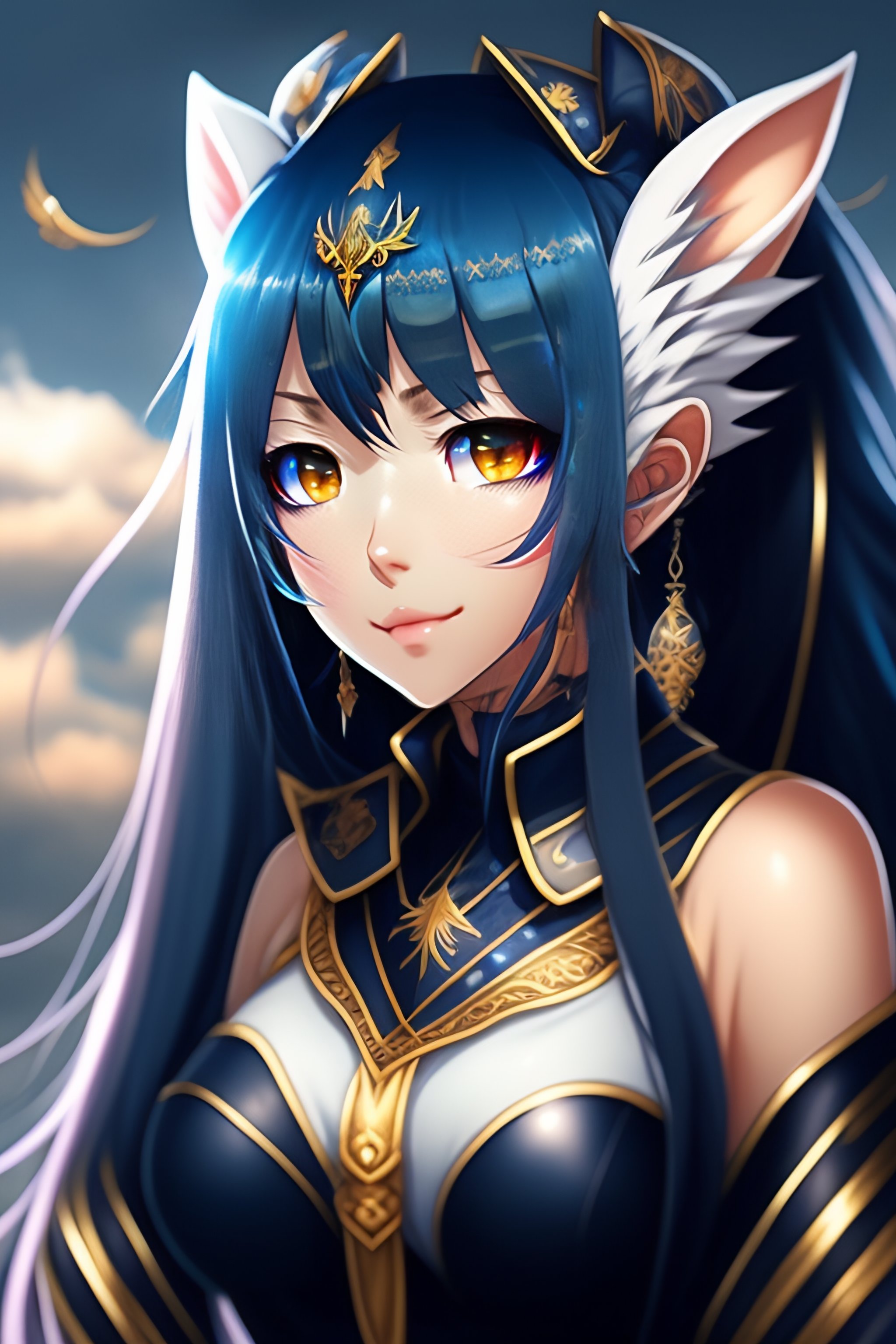 Lexica - Anime, Dragon Girl, dark Skin, dark Blue Hair, dark Blue dragon  Scales, Blue Fin ears, Dragon Wings, Braided hair, cat eyes, dragon wings,  s...