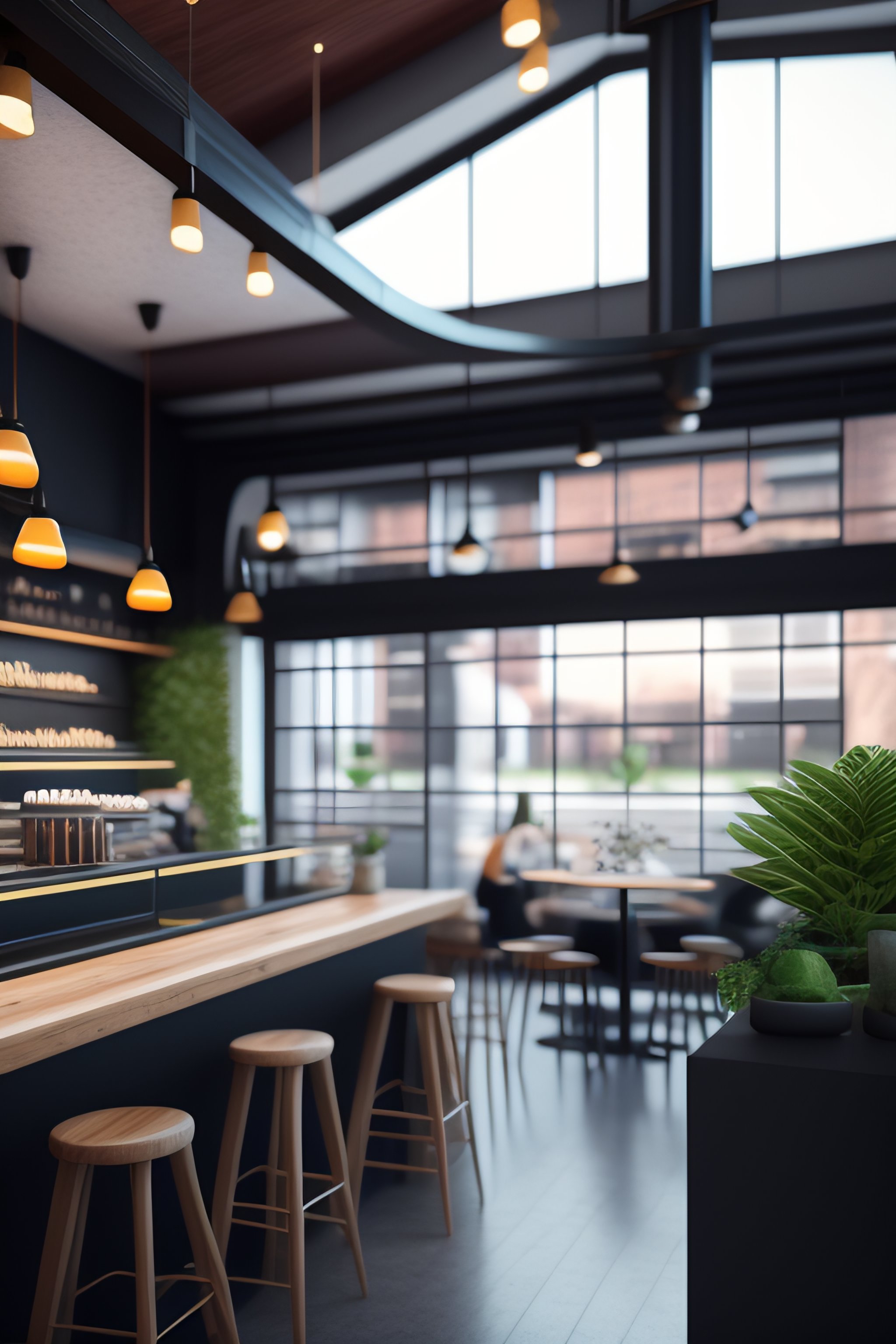 Lexica - Cafe interior, industrial effect, ultra-realistic, octane ...