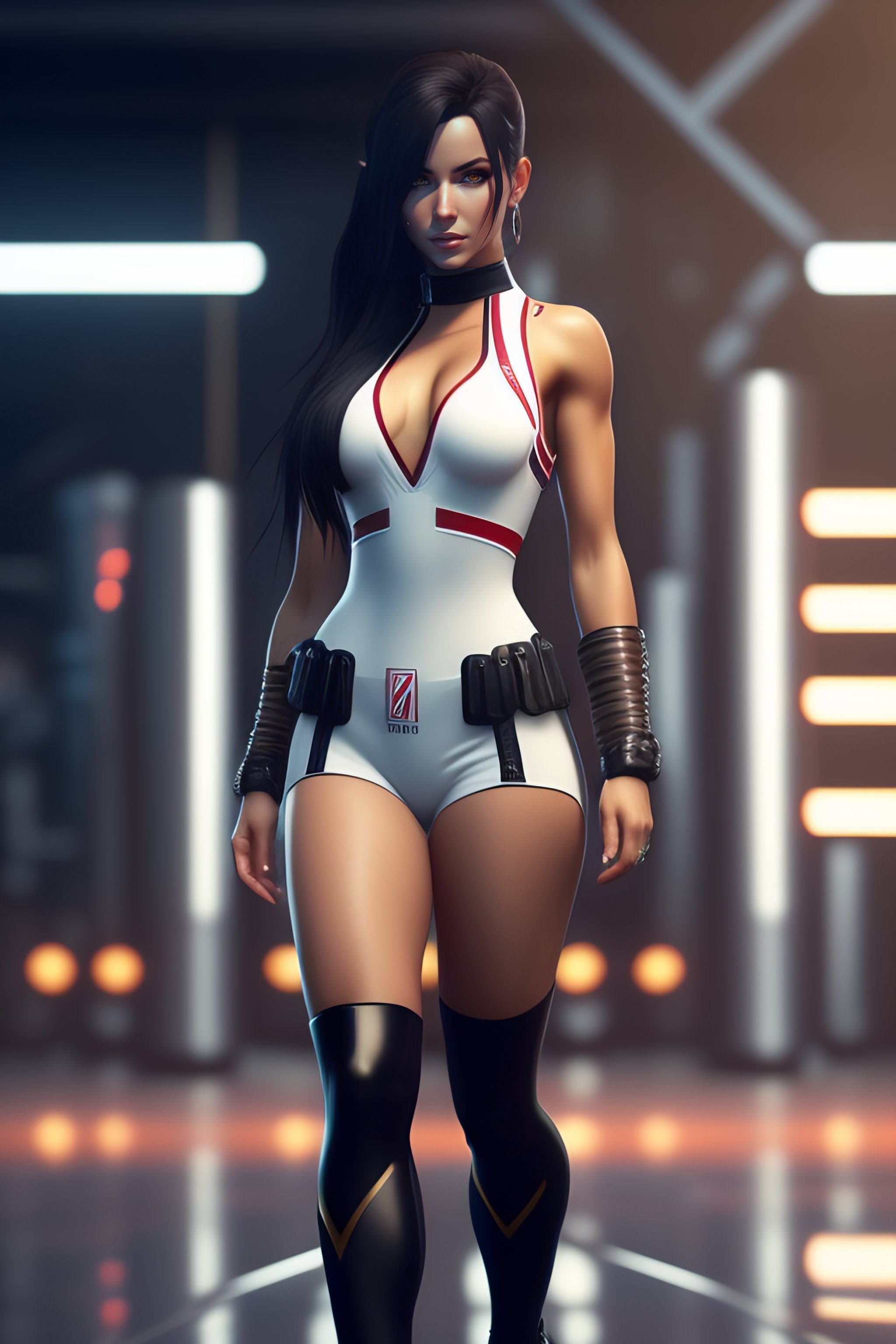 Lexica Full portrait of tifa lockhart white swimsuit long