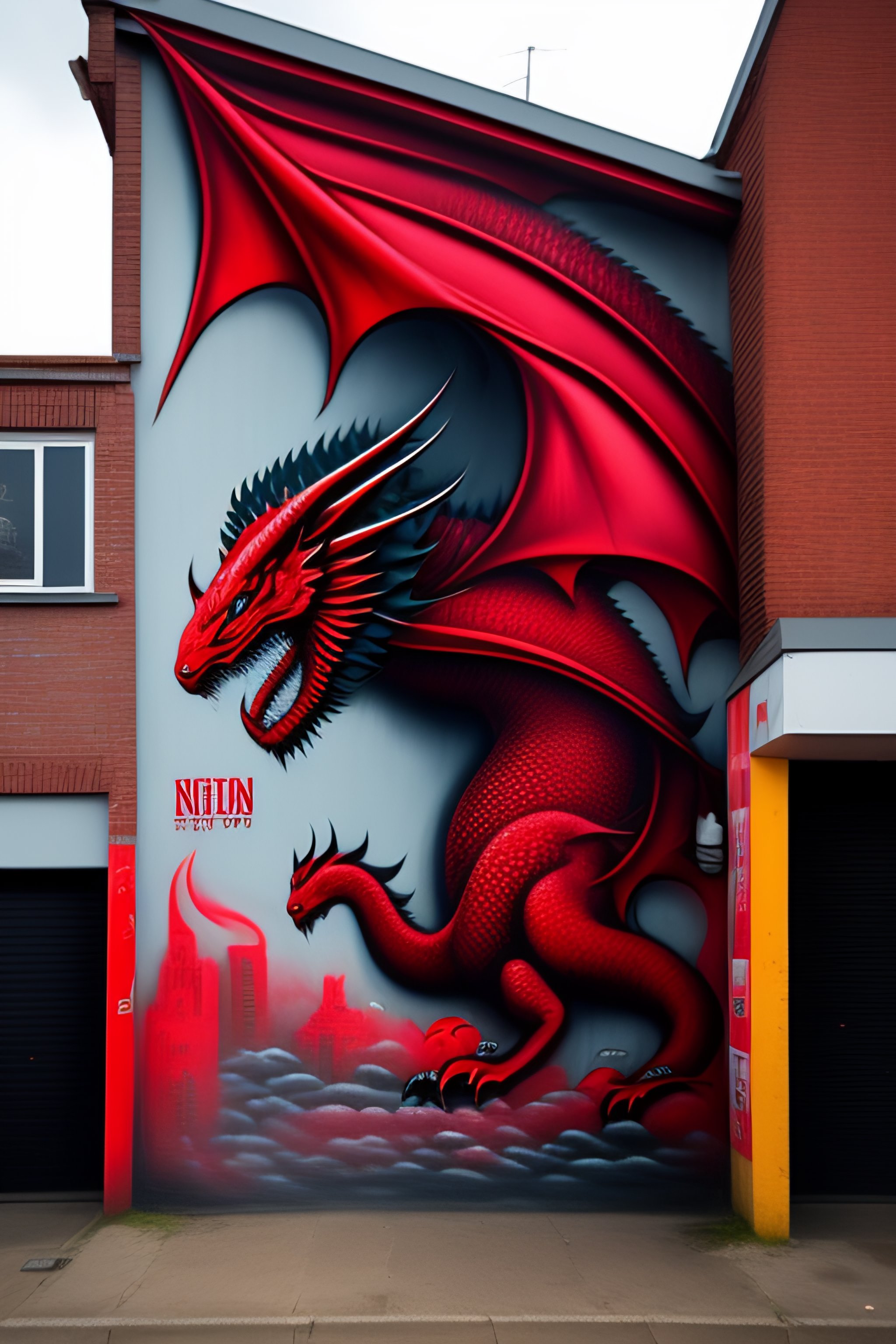 Lexica - Red dragon graffiti