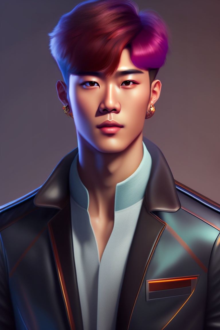 Lexica - Portrait of a handsome kpop idol, hd 8k, simple colours