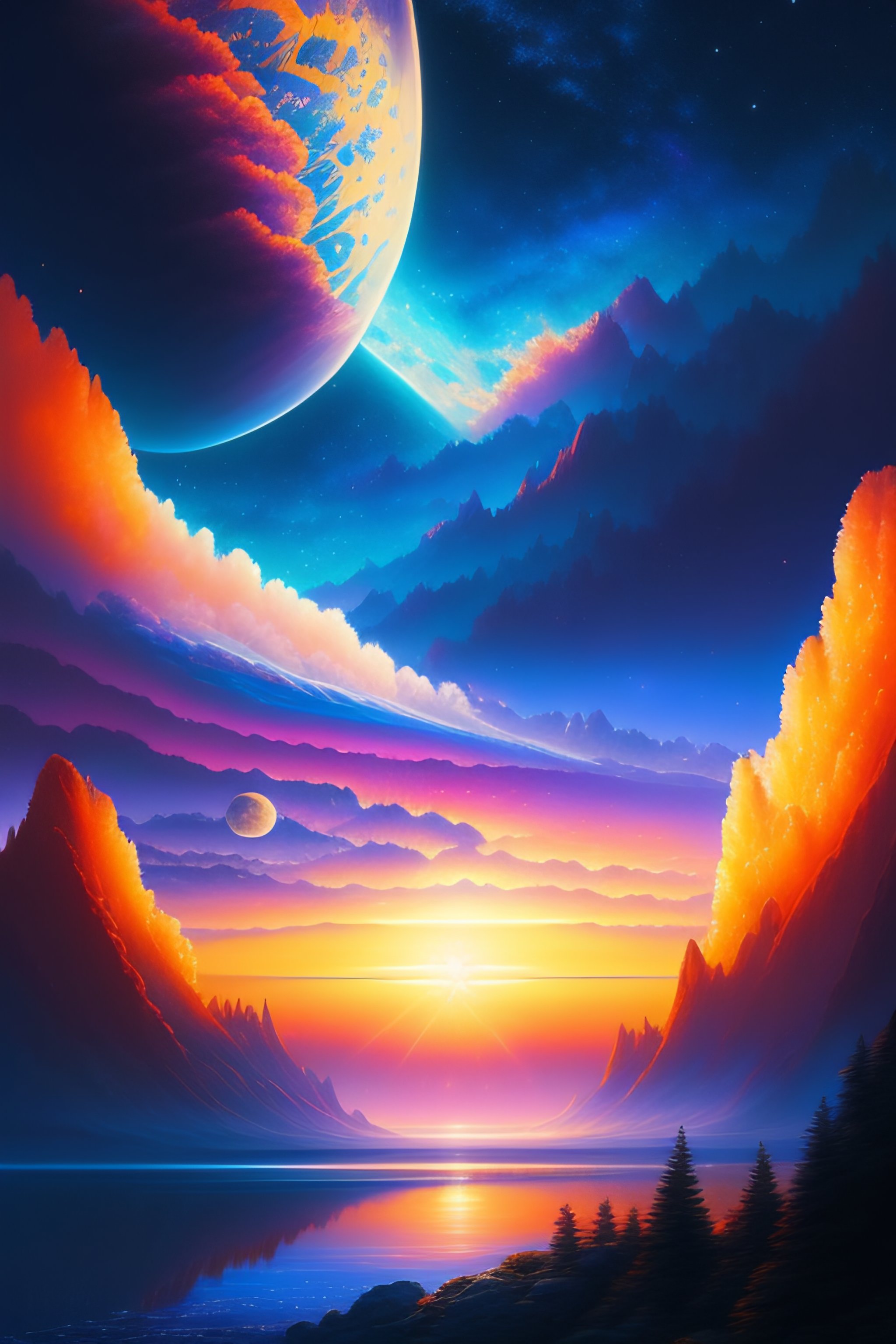 Lexica - Landscape anime, realistic and natural, cosmic sky, detailed ...