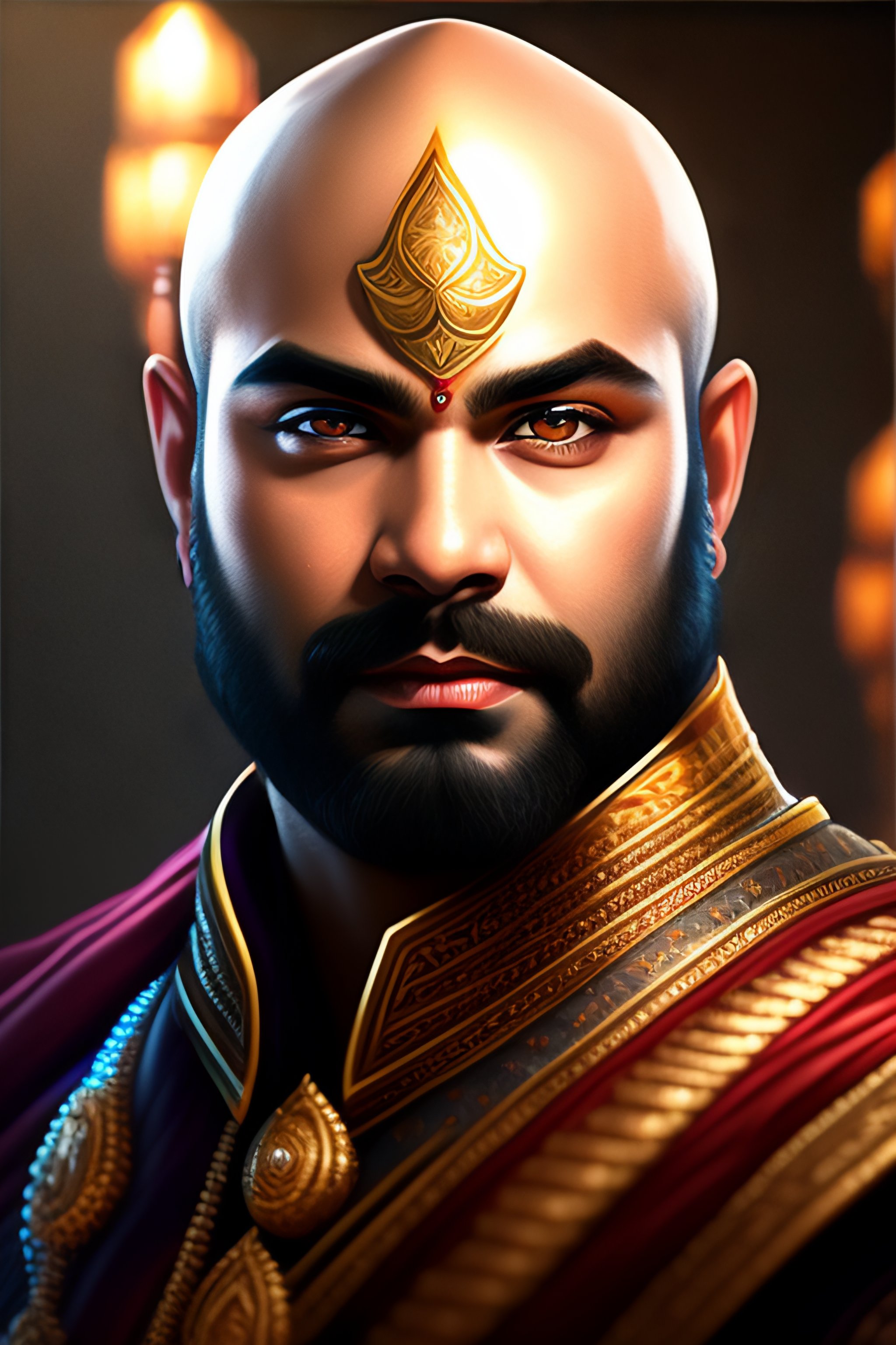 Lexica - Portrait of a Lord Vamana, dwarf, fantasy, front light, Bald ...