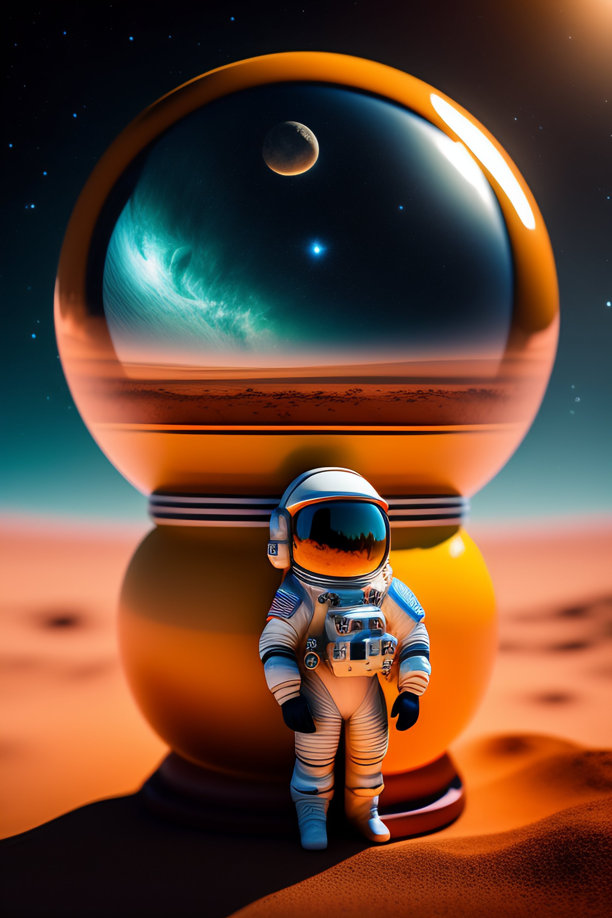 Lexica - An astronaut in an alien's planet, bobblehead style