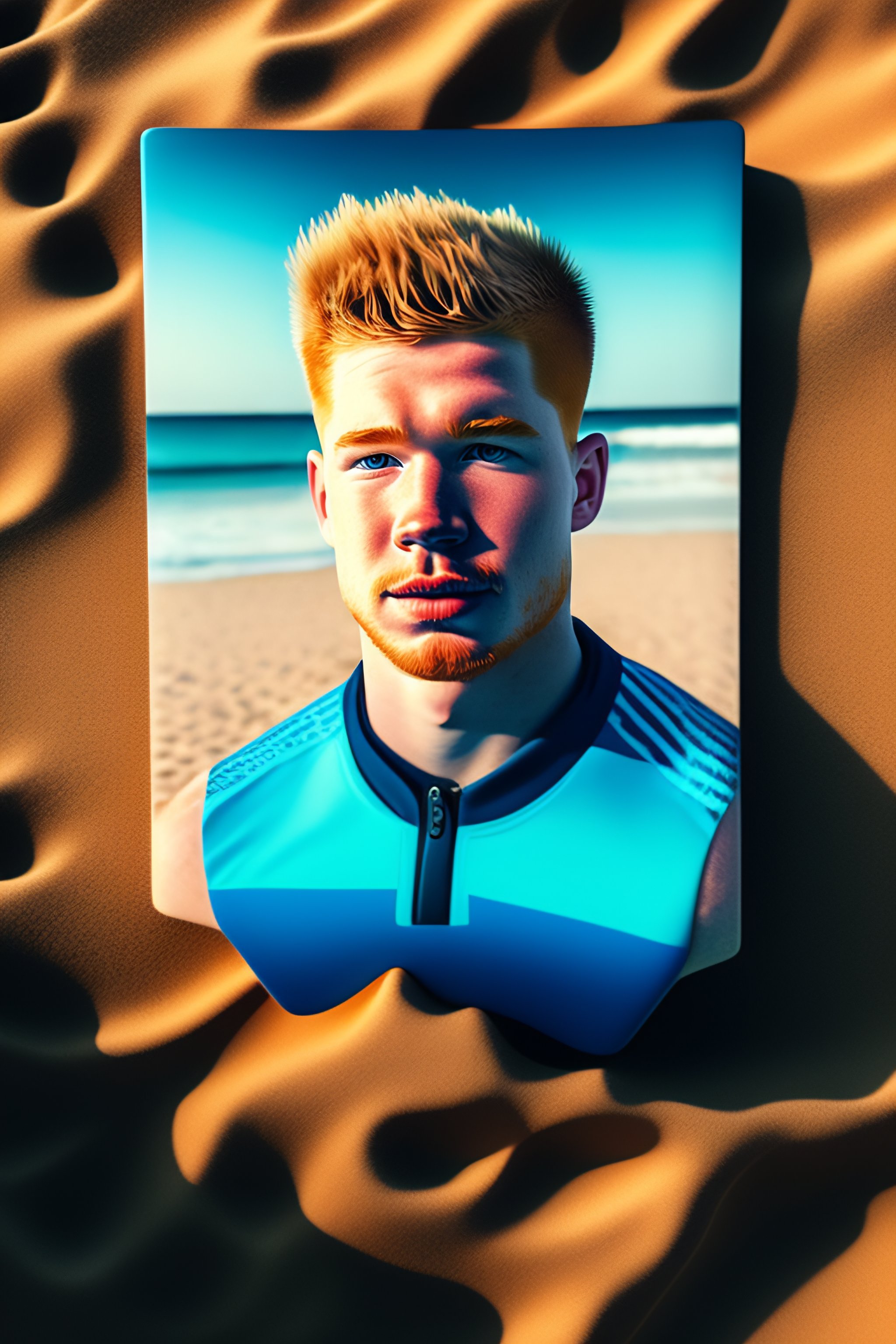 Lexica - 3D Portrait of Kevin De Bruyne on a beach