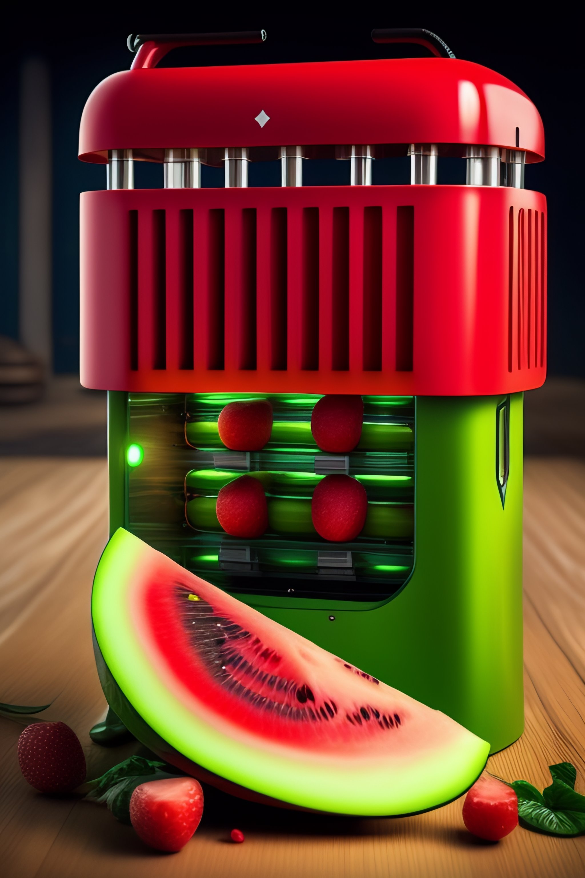 Lexica - Futuristic machine that cuts watermelons