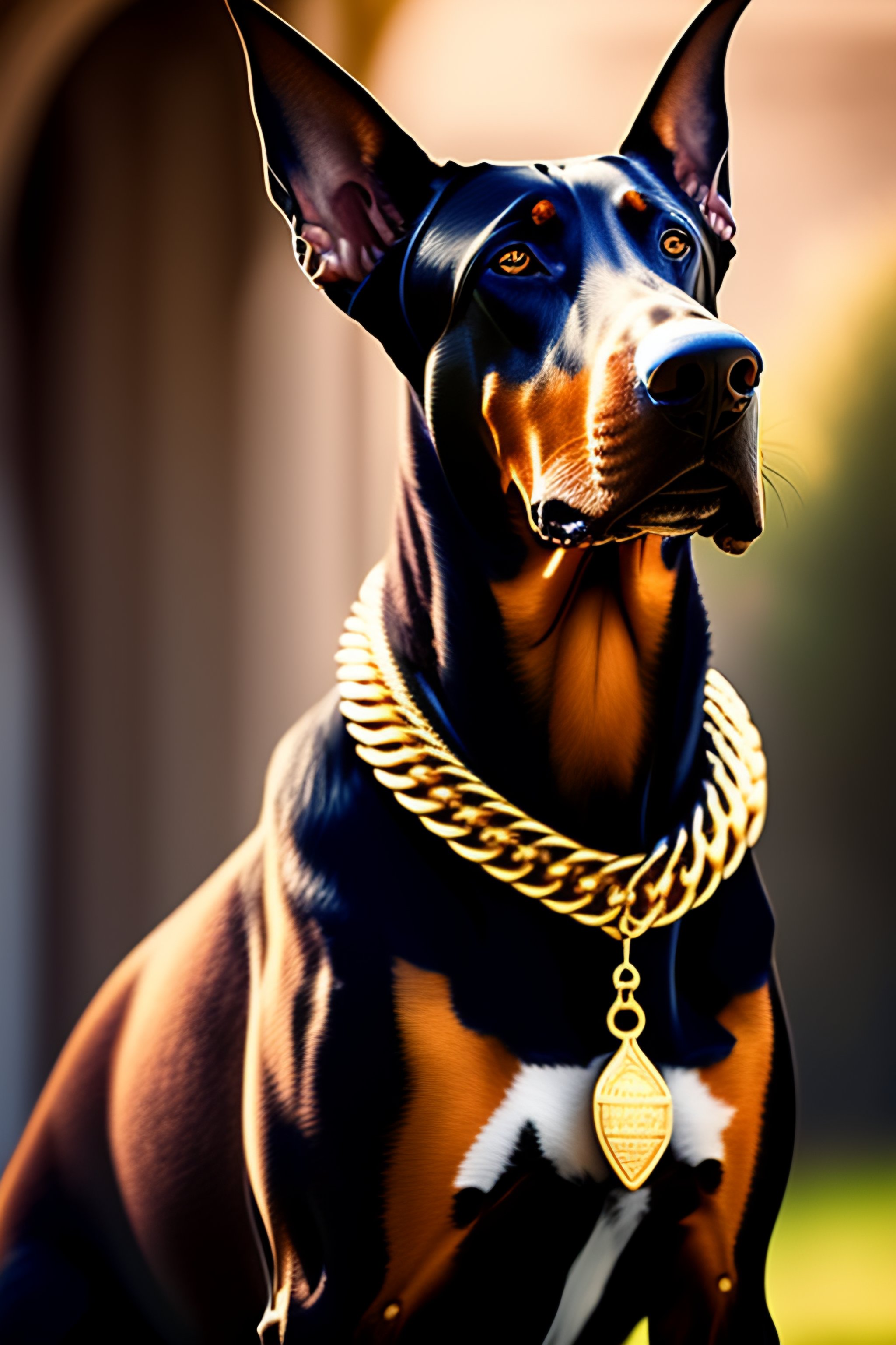 Doberman with hot sale gold chain