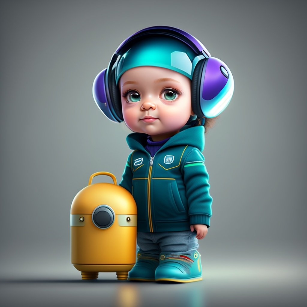 Lexica - Smart baby girl, cartoon, robot, profile picture