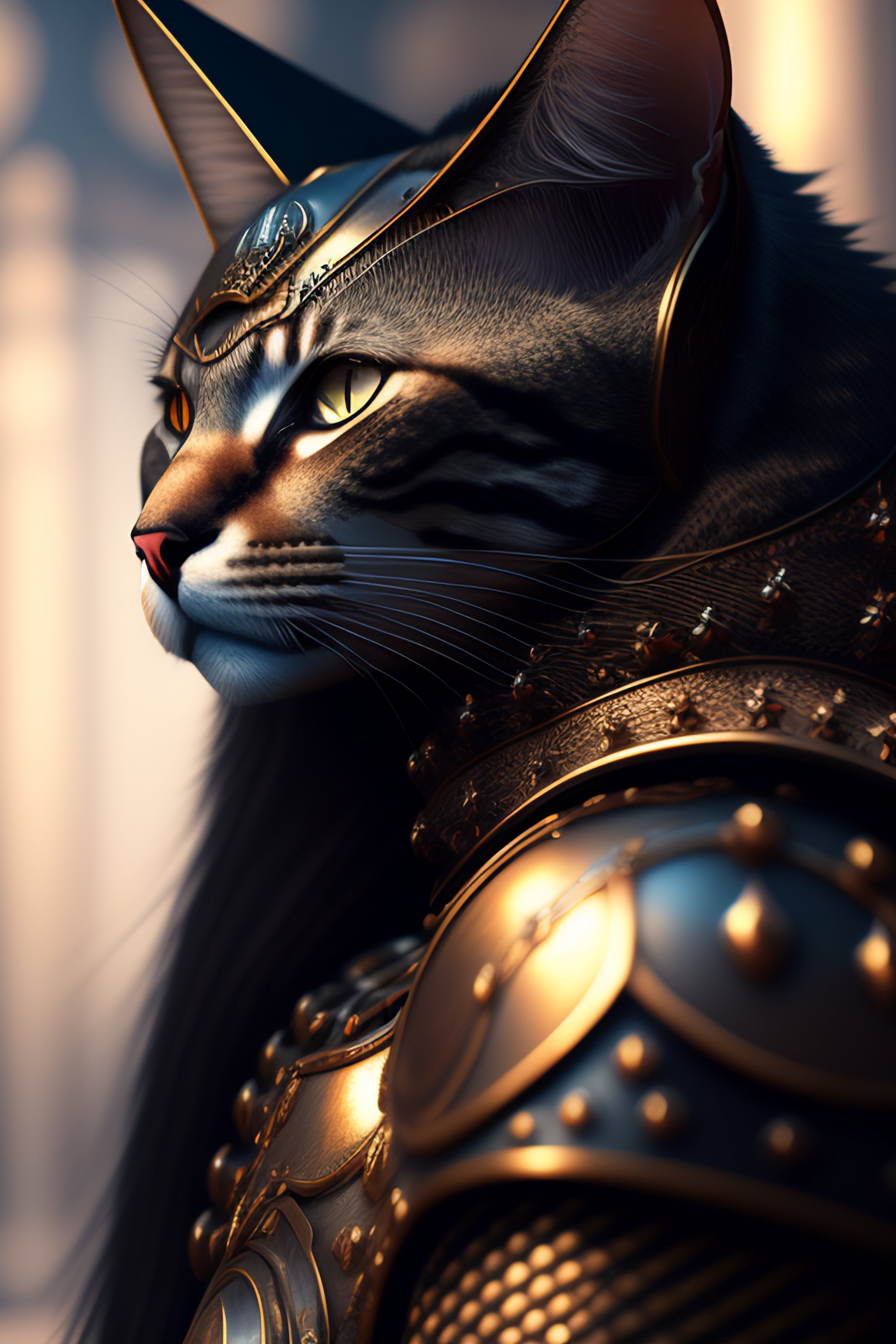 Lexica Cat in armor knight Conceptual art portrait highly detailed
