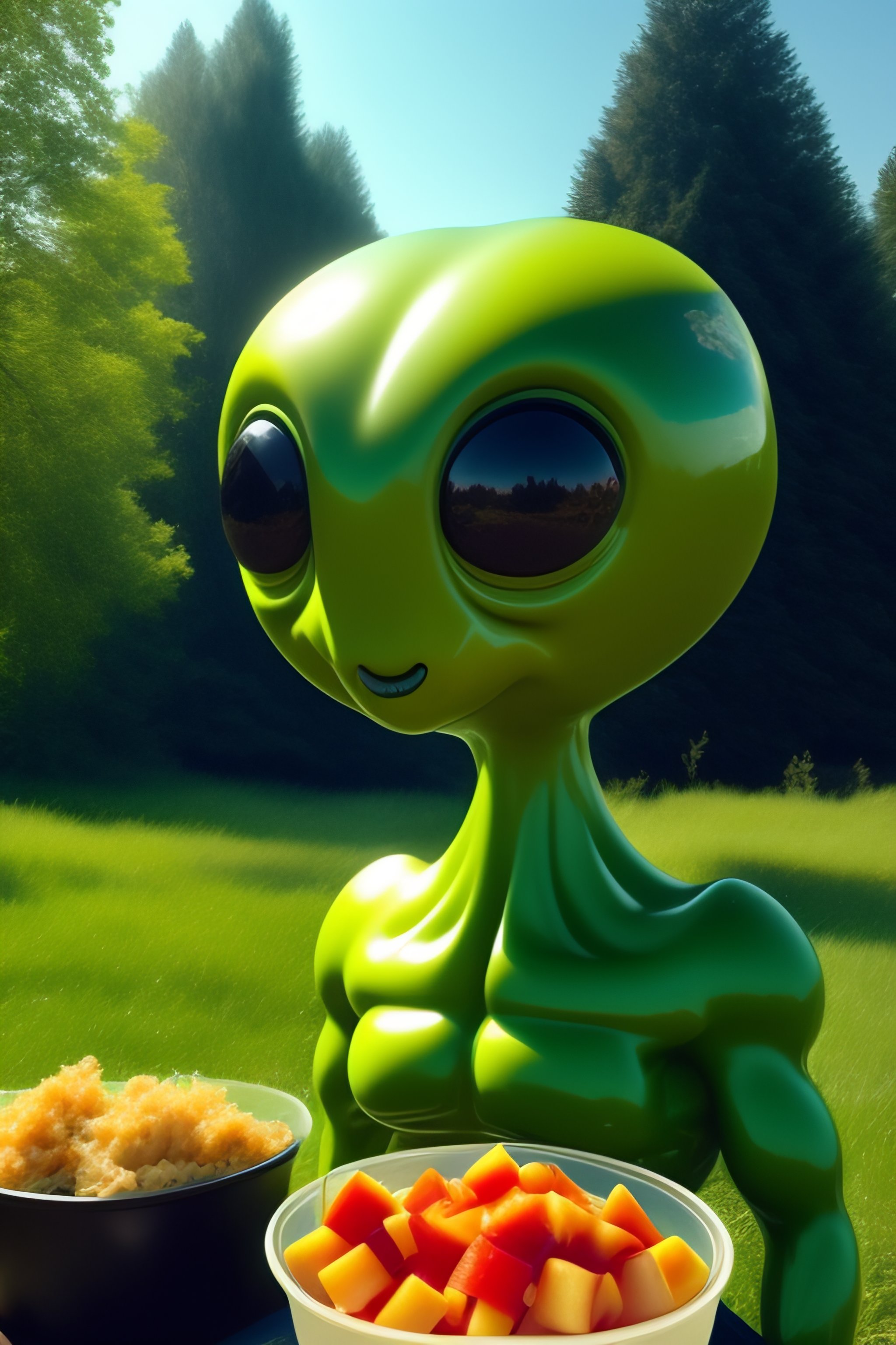 Lexica - The Alien from the Alien movie during a picknick.