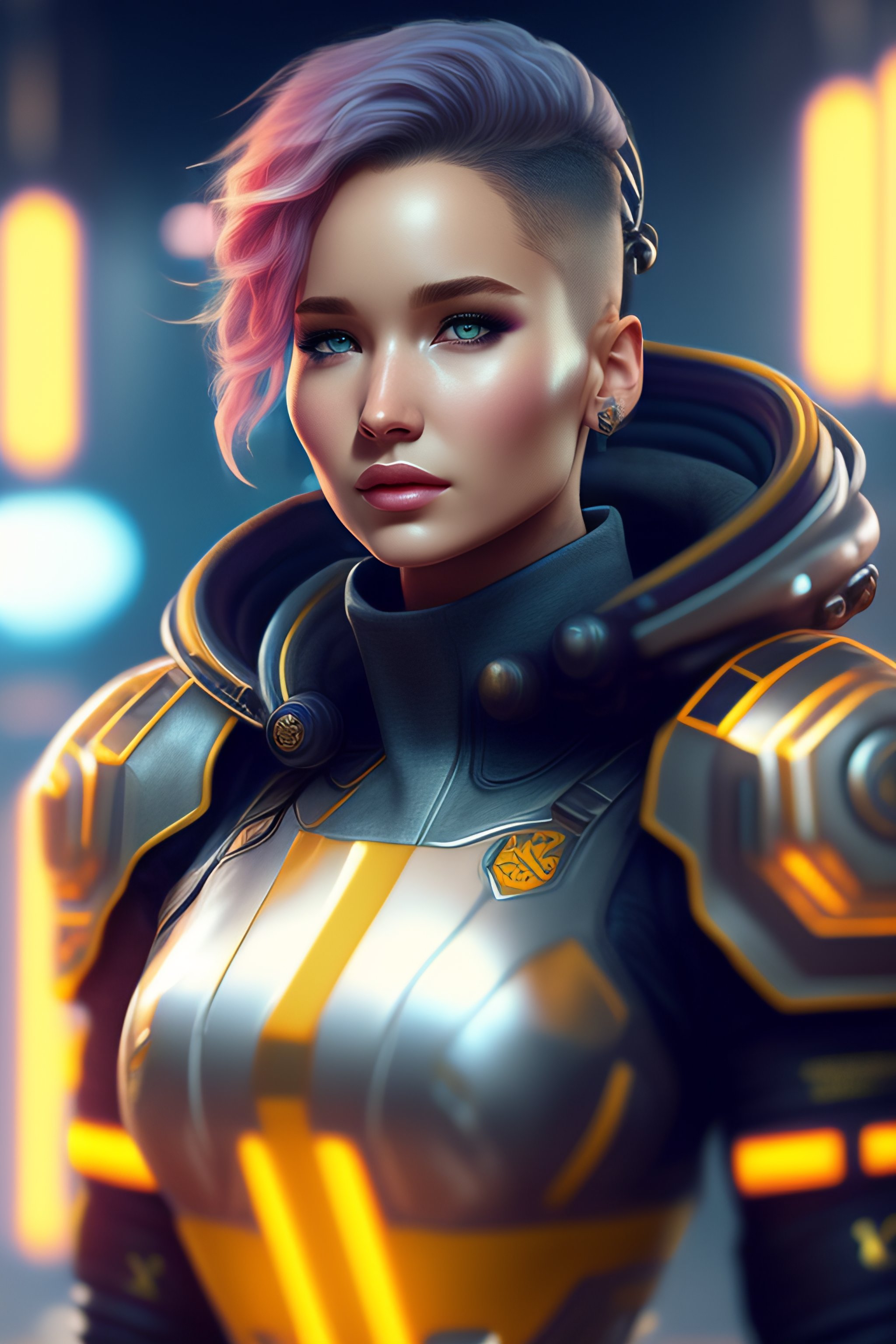 Lexica - Cute jennifer lawrence Mech Punk clothes with short hair girl ...