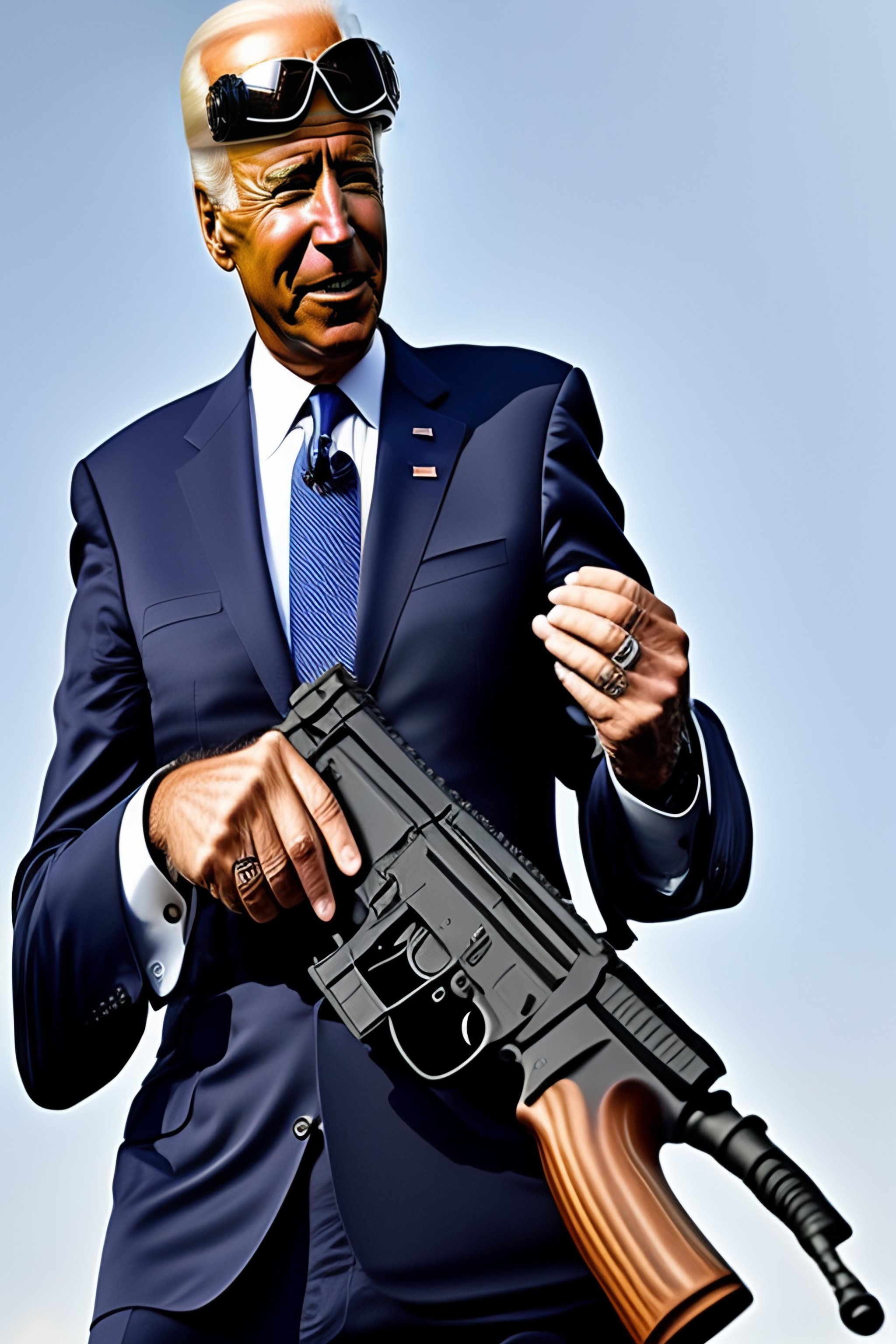 Lexica - Joe biden holding a machine gun at his waist and screaming ...