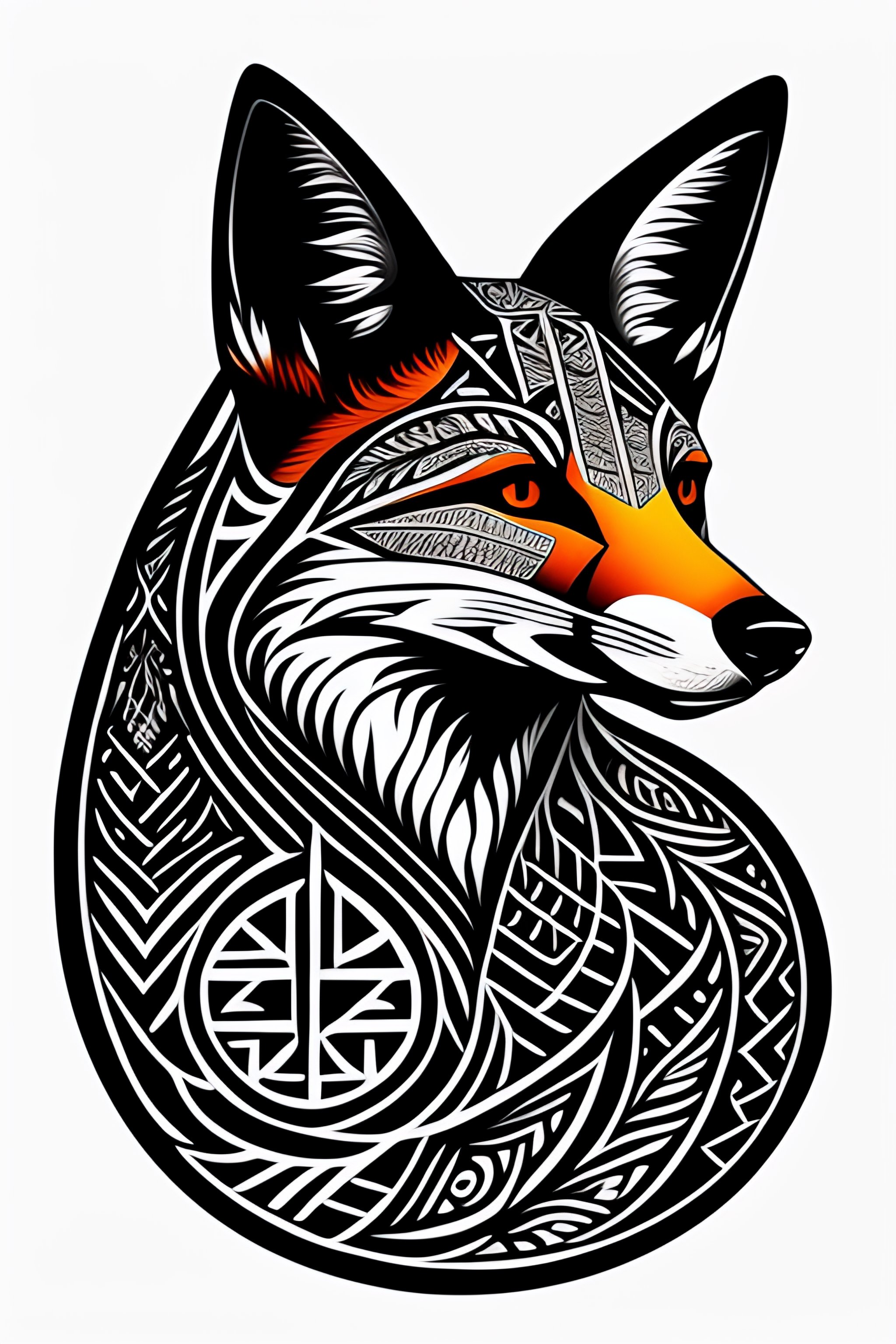 Lexica - Symmetry, one fox head and only facing front, glare, black and ...