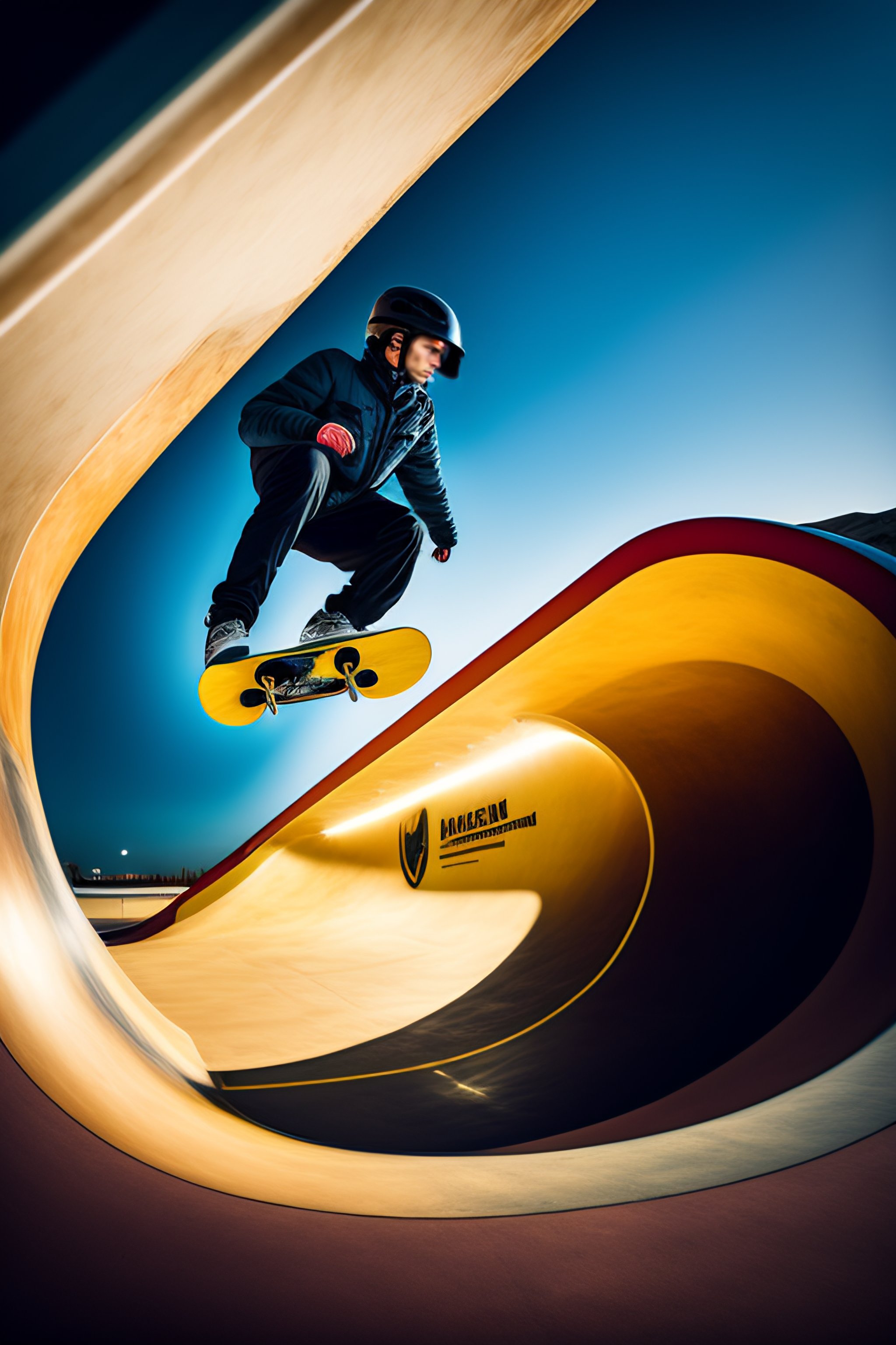 Lexica Portrait of a skateboarder in front of a halfpipe