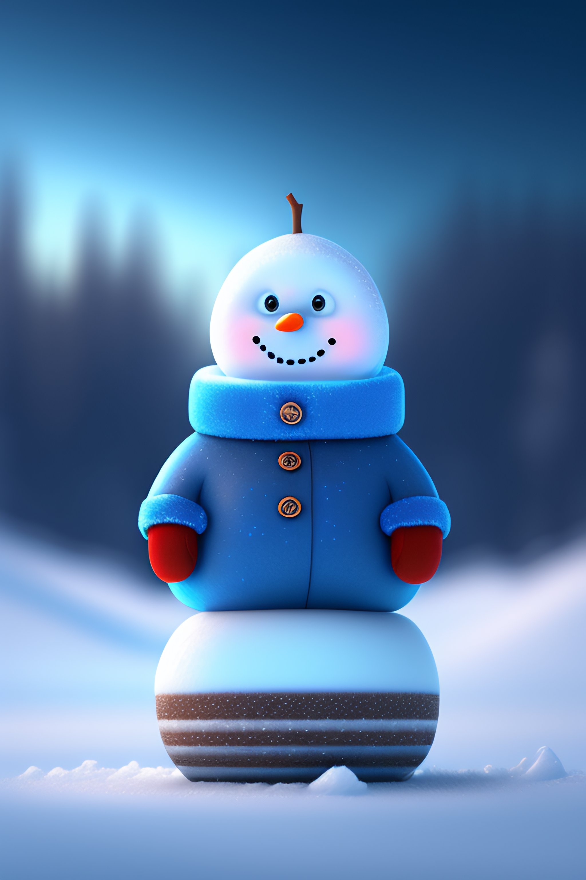 Lexica - A cute snowman on a blue sled artstation 8k