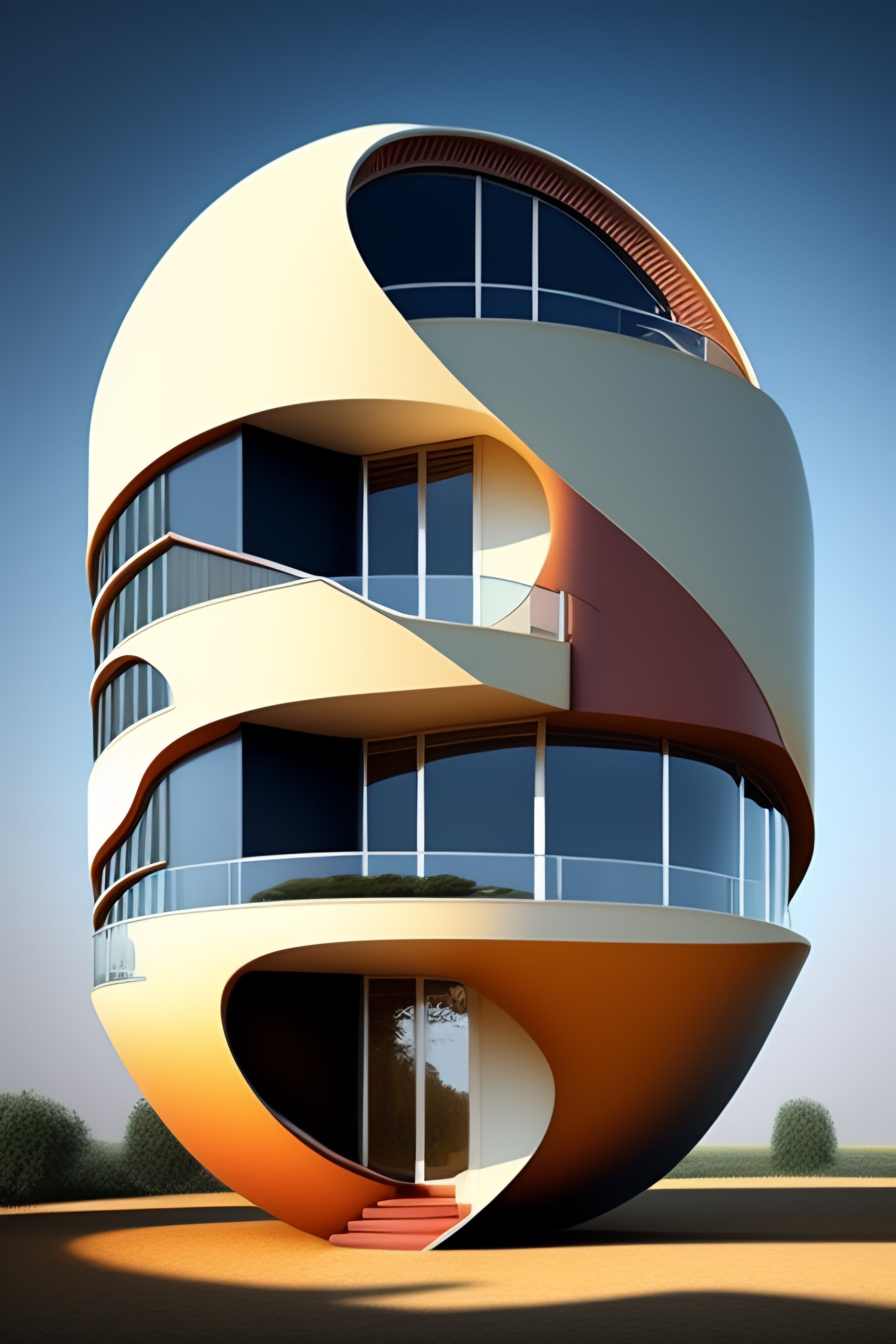 Lexica - A multi-storey house of the future shaped like a crescent