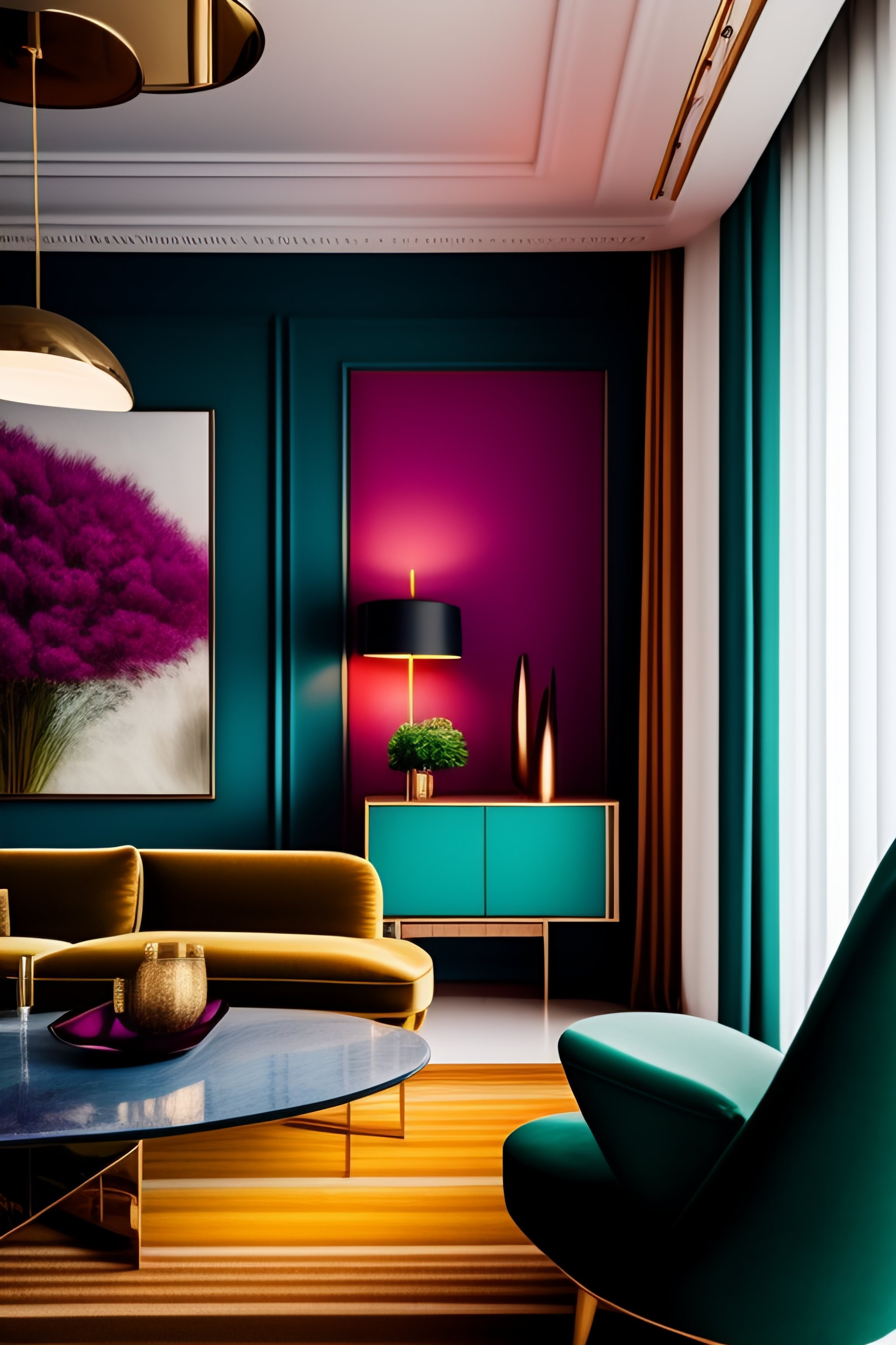 Lexica - Luxury apartment interior, mid century modern. refined bright ...