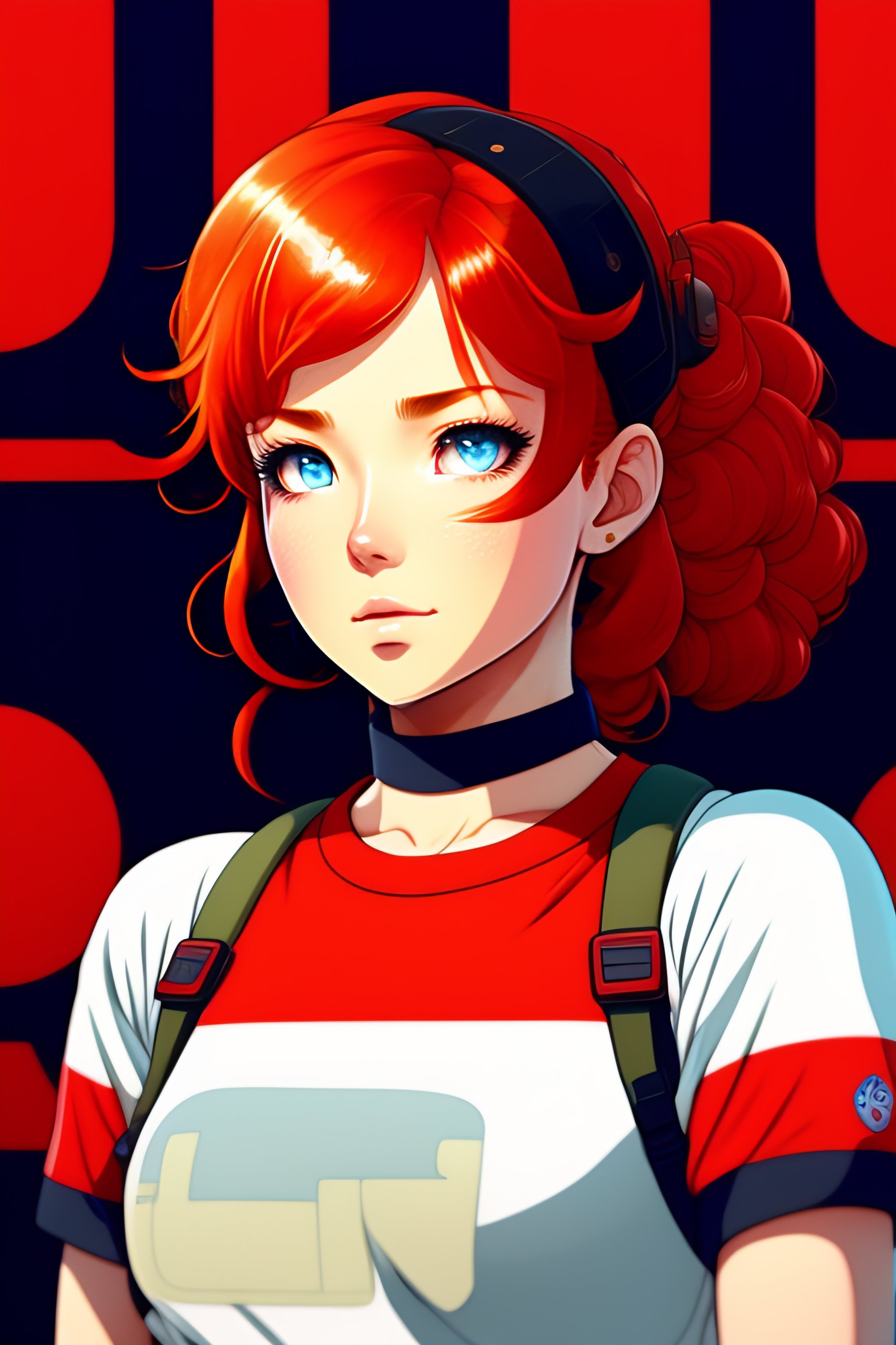 Lexica beautiful woman with blue eyes and red hair in pigtails