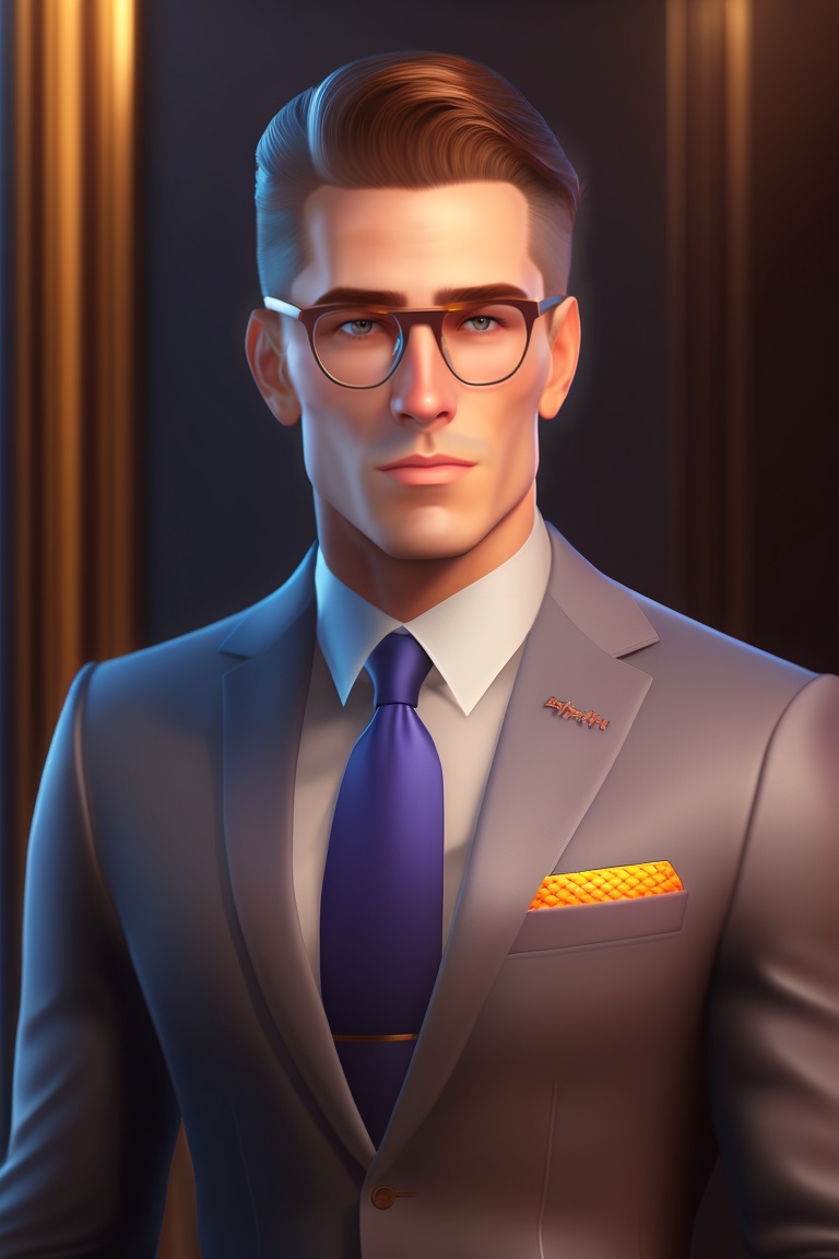 Lexica - A man with glasses and a suit, no caravat