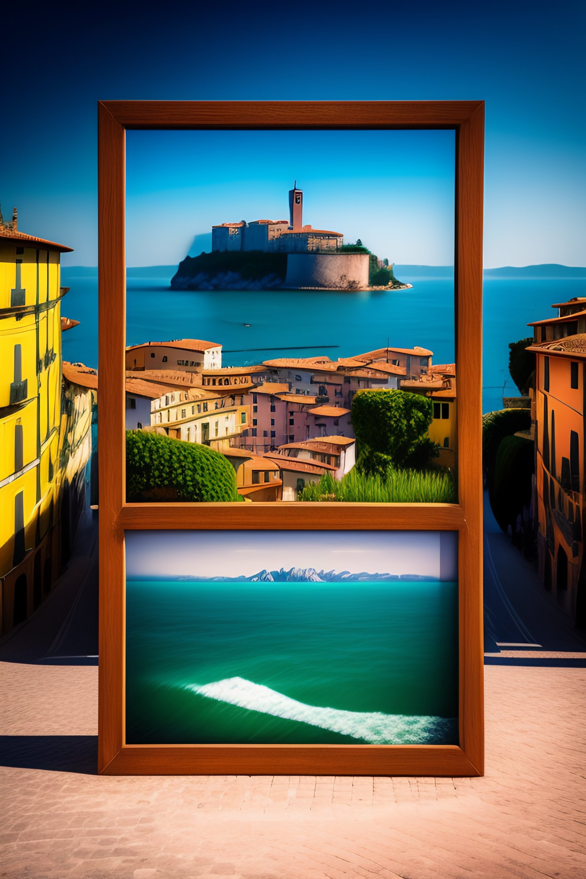 Lexica - A signboard pointing to Italy, with the beautiful backdrop of ...