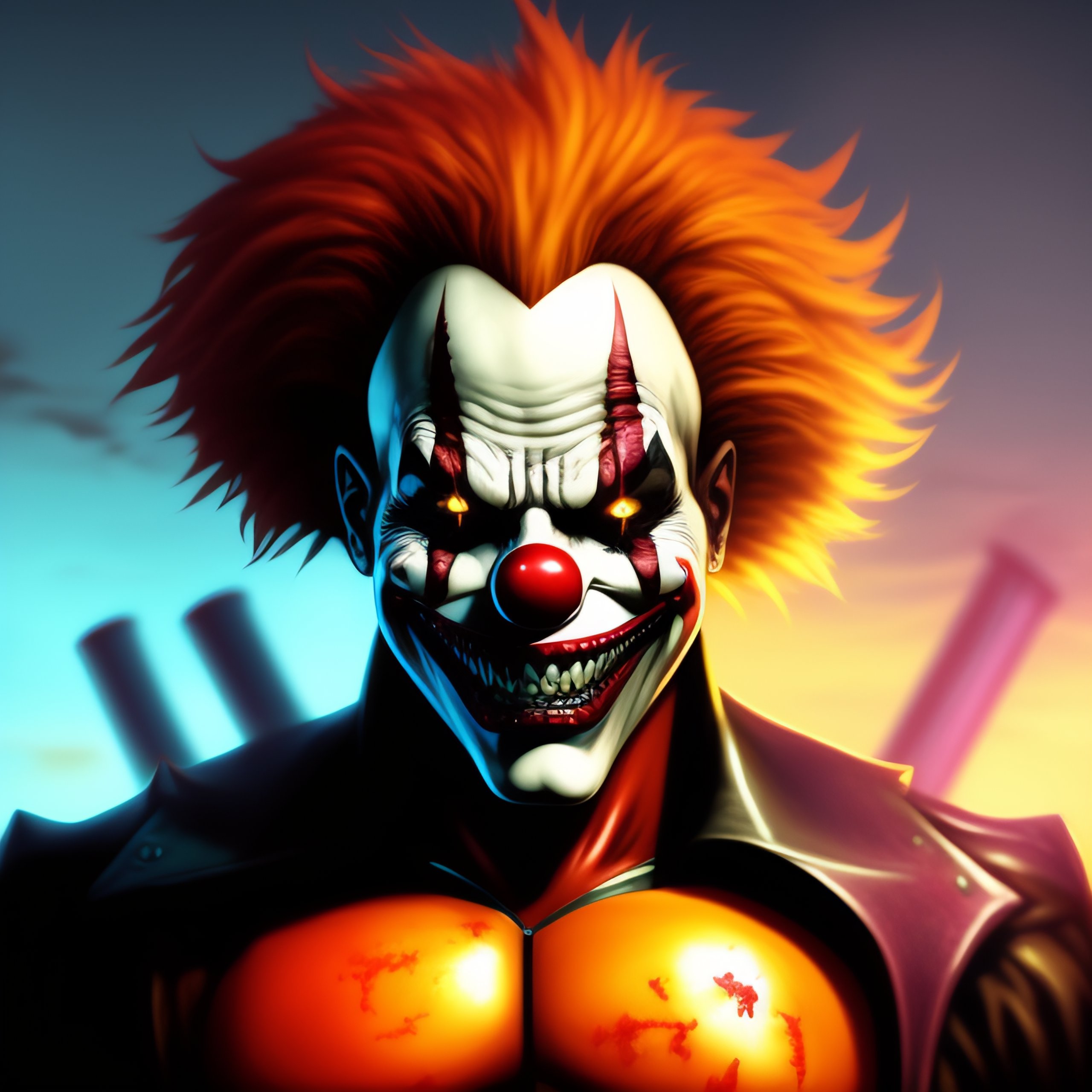 Lexica - Comic style, twisted metal game cover, horror clown