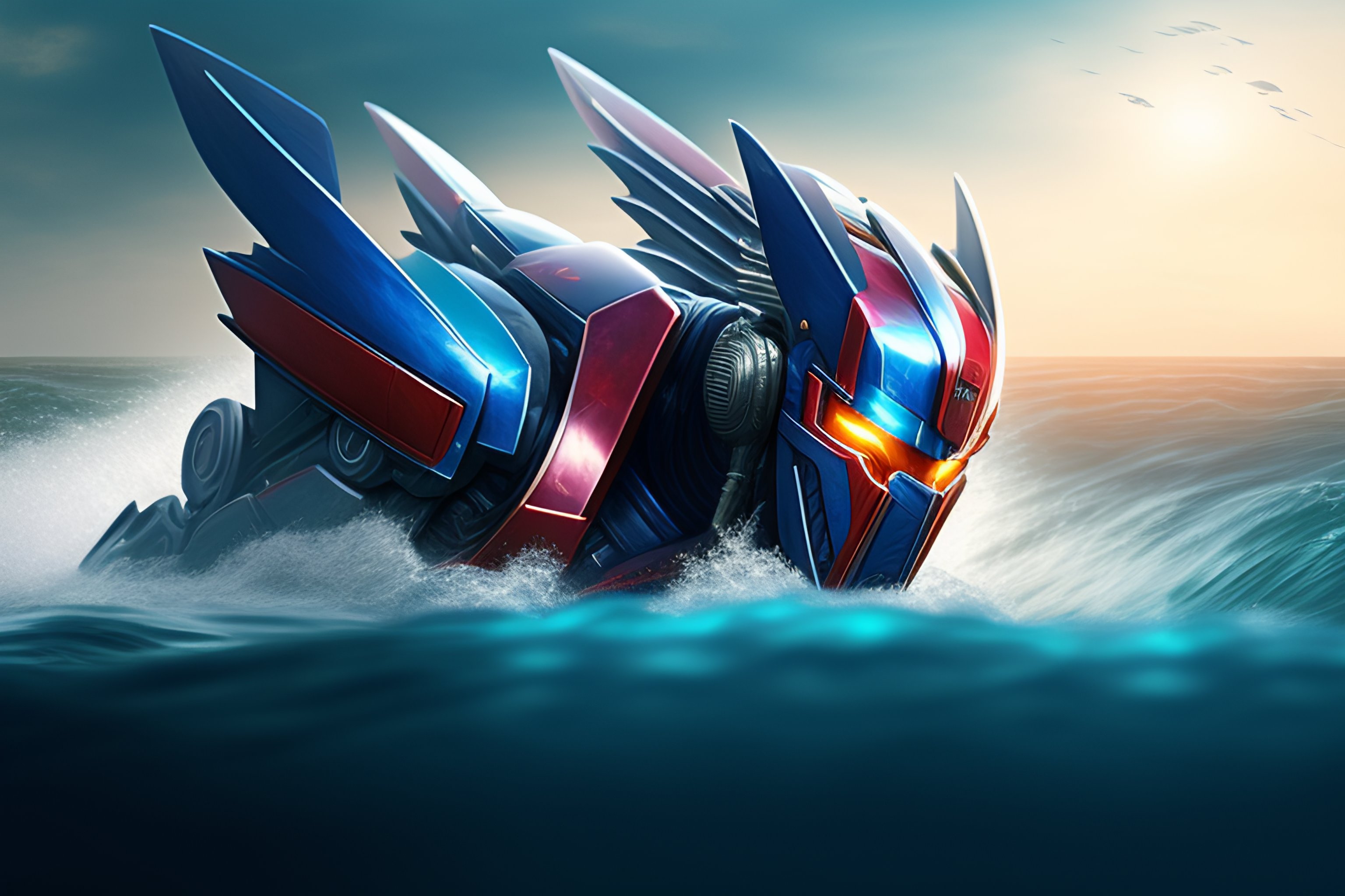 Lexica - Transformer character optimus prime swimming in the ocean