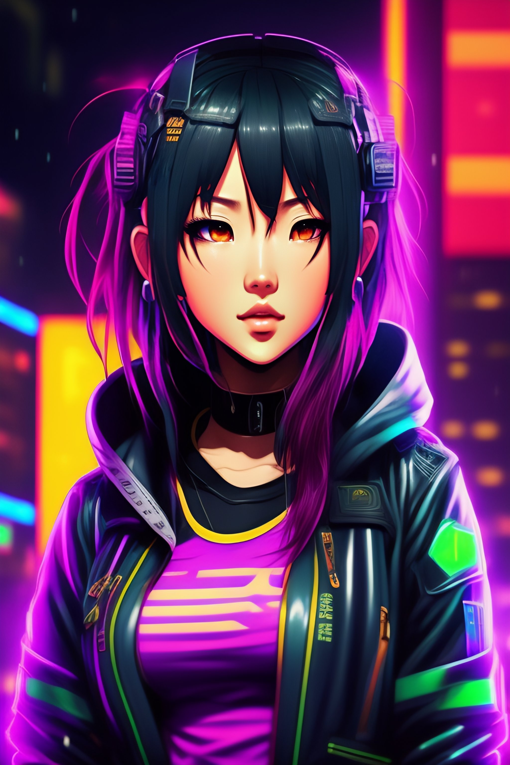 Lexica - Kobeni from Chainsaw Man, cyber punk style, neon, high detailed