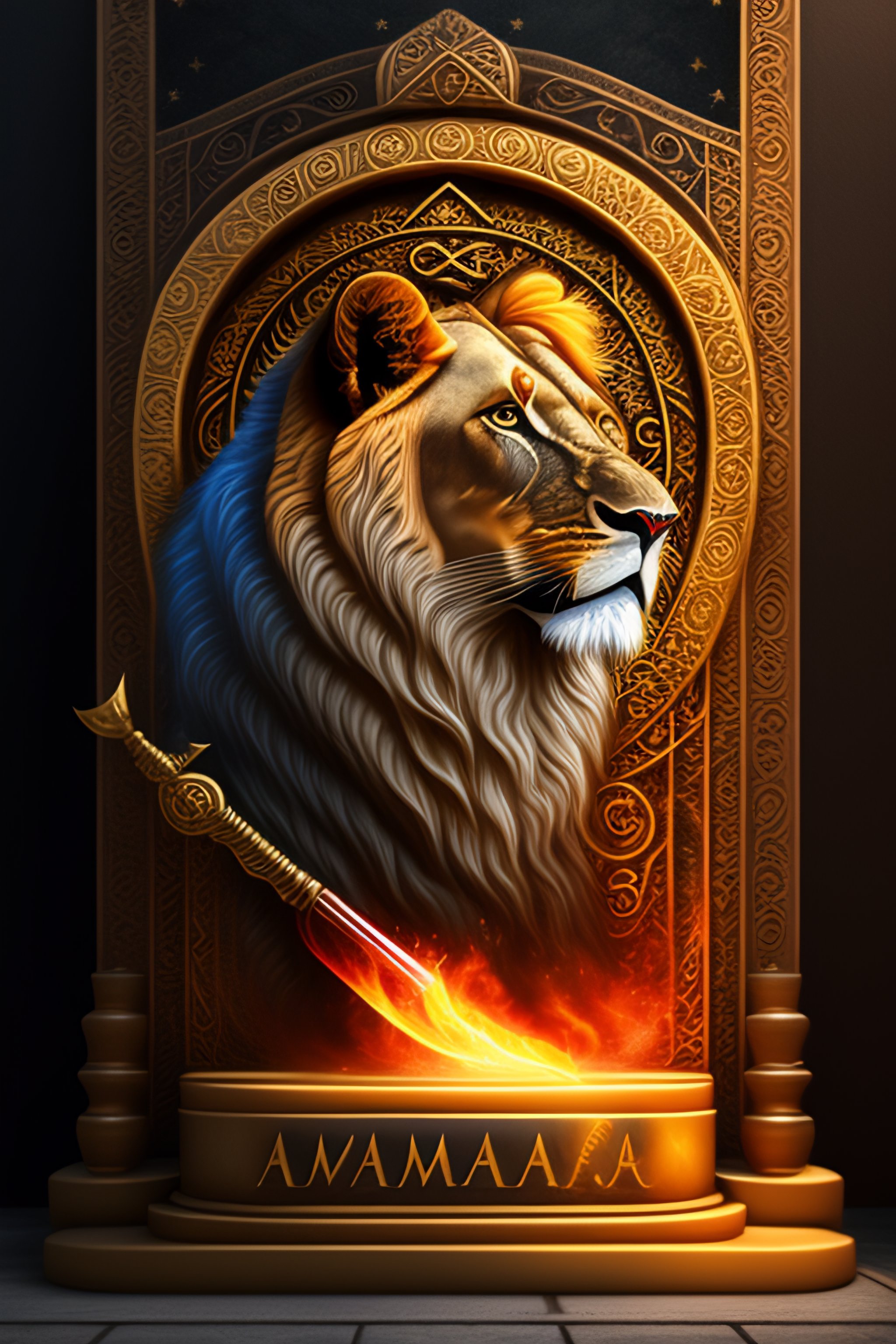 Lexica - Inscription stàmina sound inside lion , fire , runes , magical ...