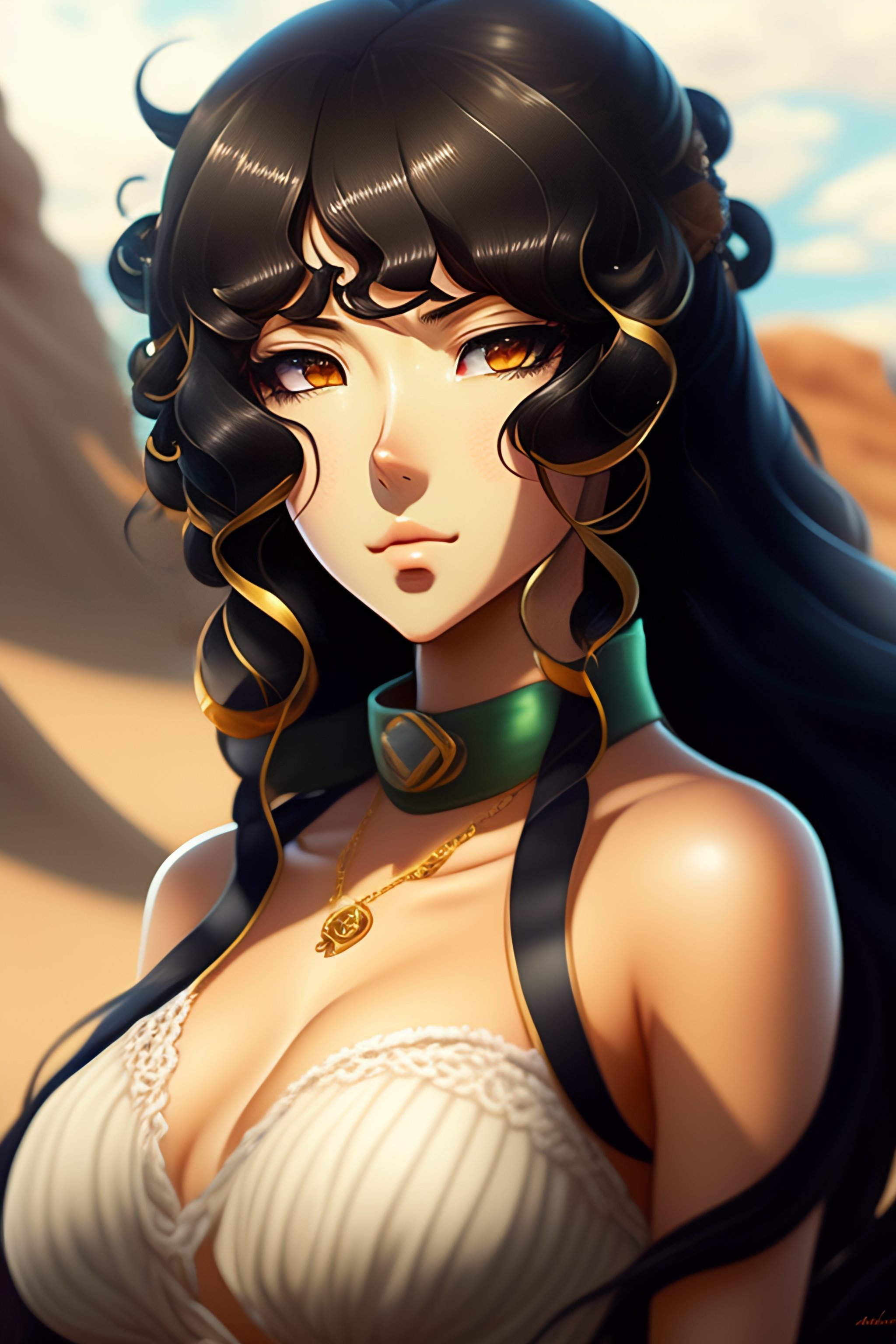 Lexica - Anime portrait of white girl with black curly hair, anime  masterpiece, highly detailed