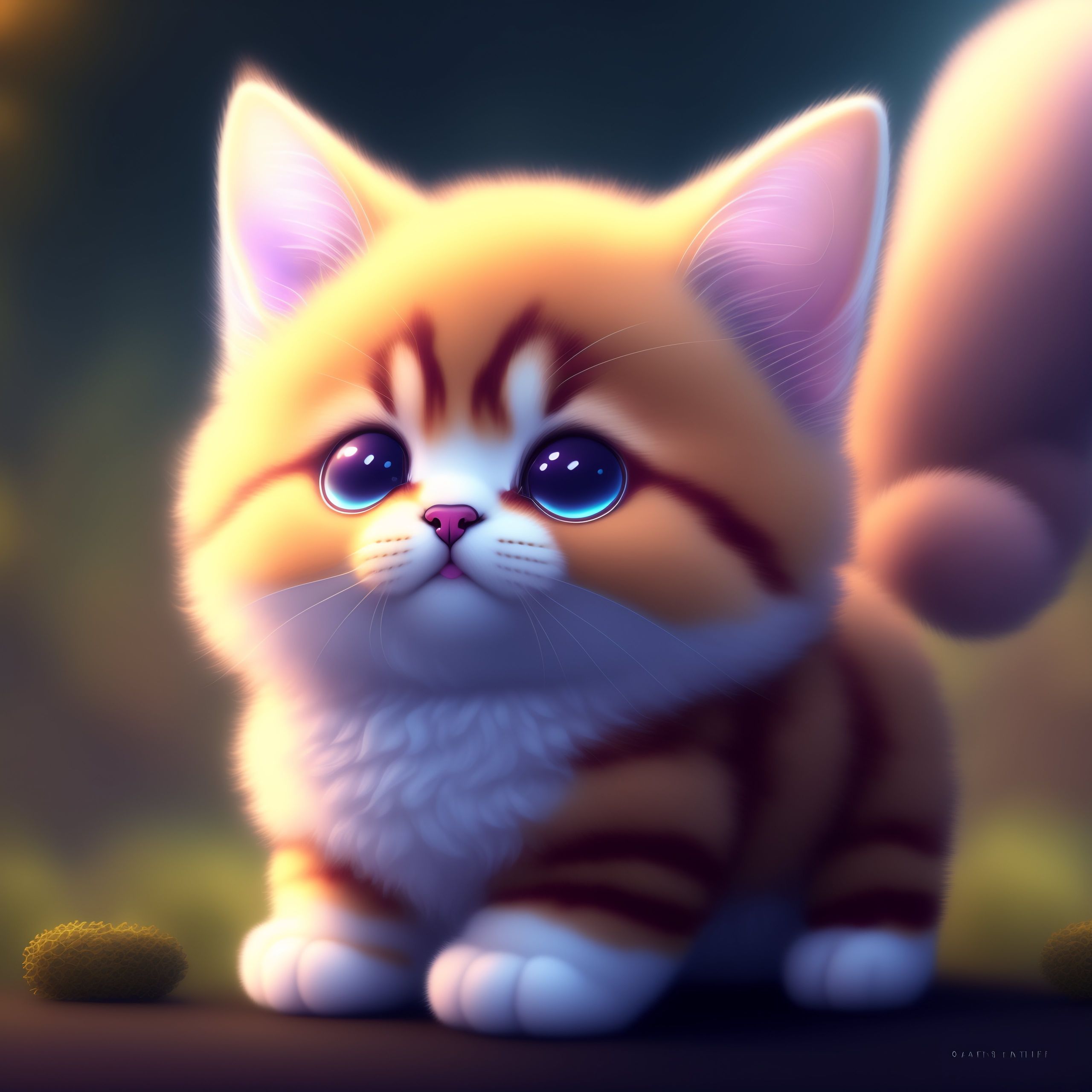 Lexica - Cute and adorable fluffy baby cat, fantasy, dreamlike