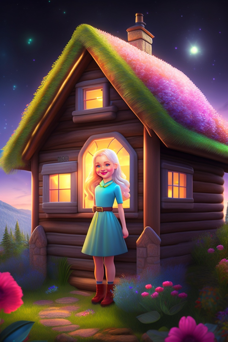 Lexica - ![Aurora smiling in front of her cabin with an enchanted ...