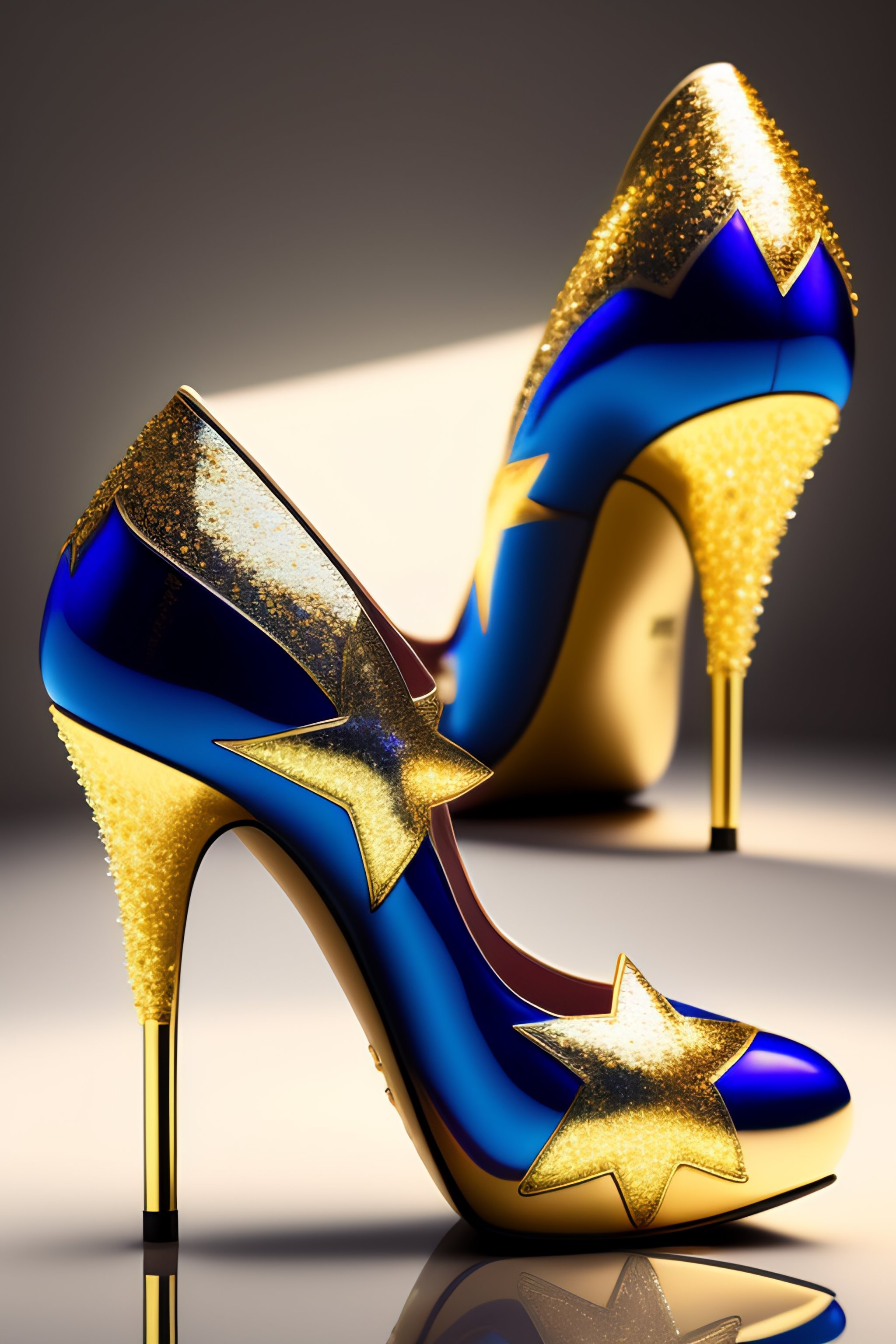 Blue and gold high cheap heels