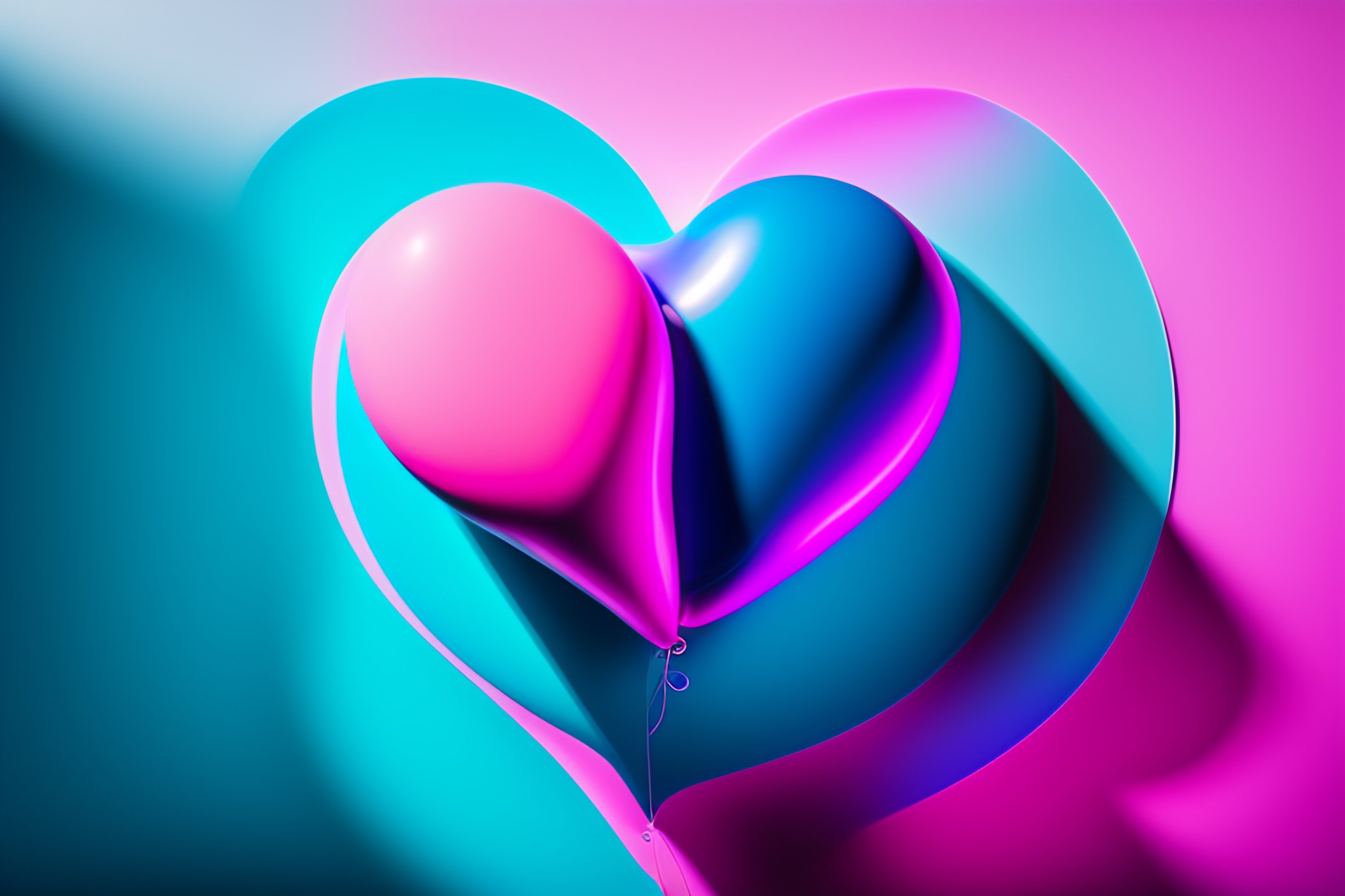 Lexica - Heart shape balloon on a pink blue background. Natural light ...