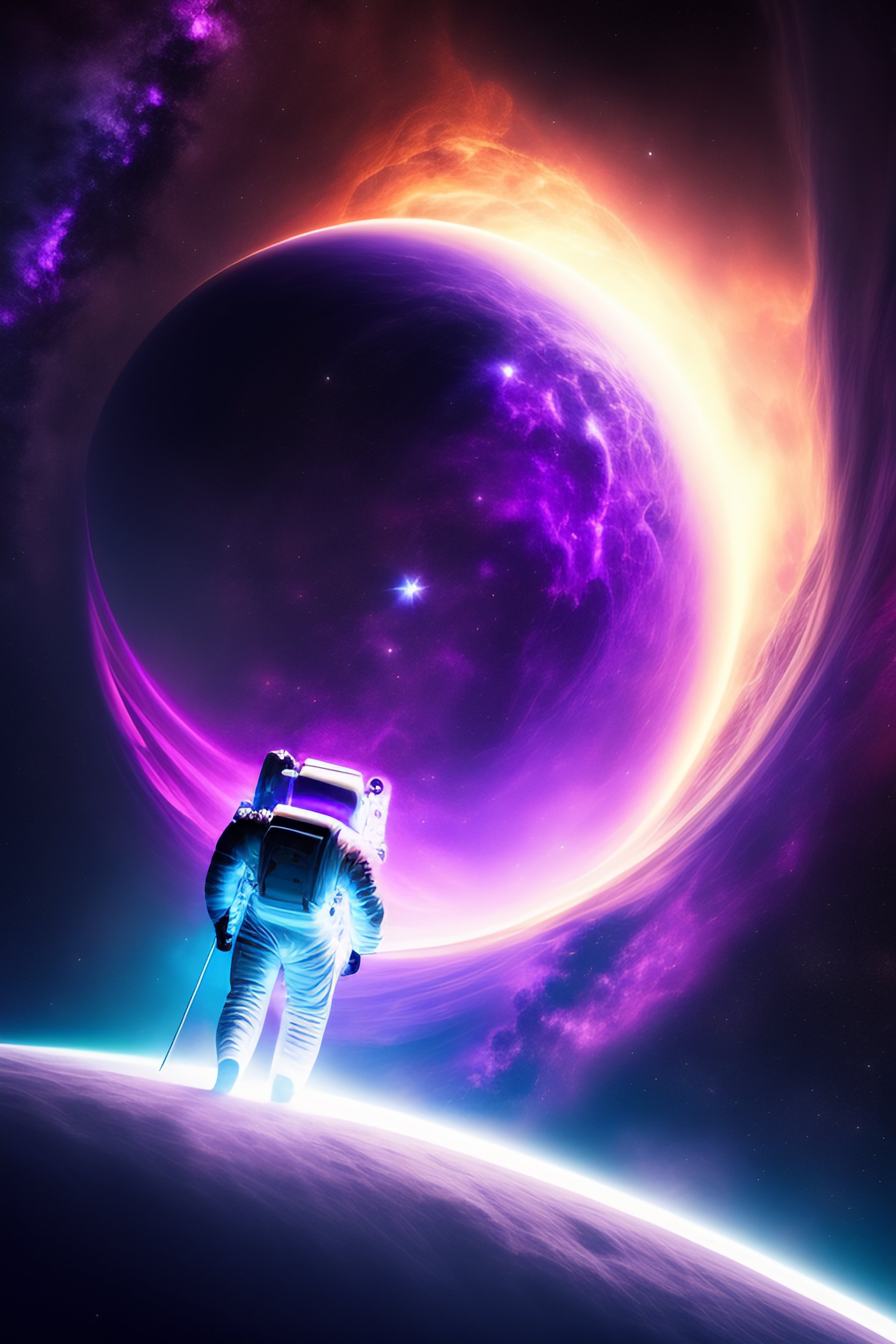 Lexica - Astronaut in the space, purple, stars, astronaut, 4k, realistic,