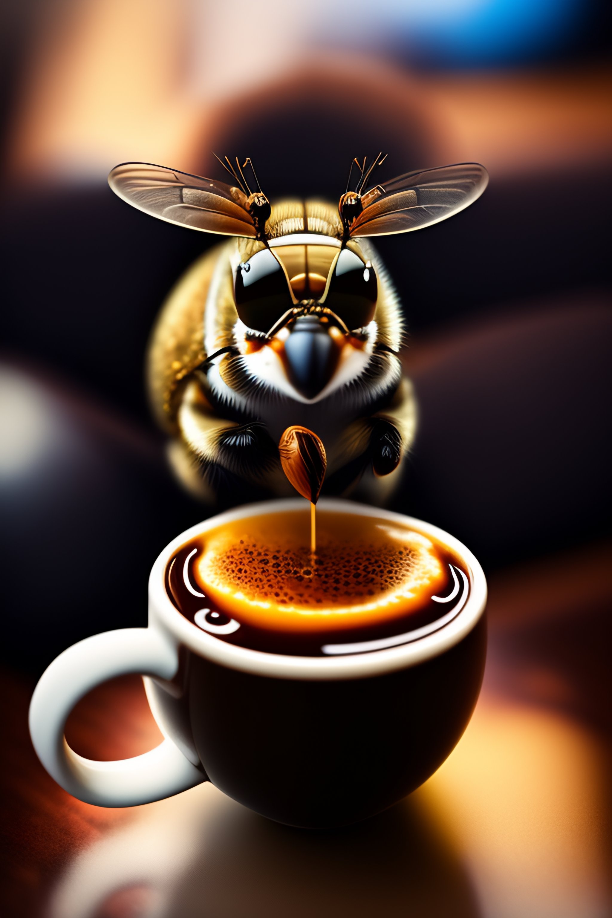 Lexica - Fly in suit drinking coffee