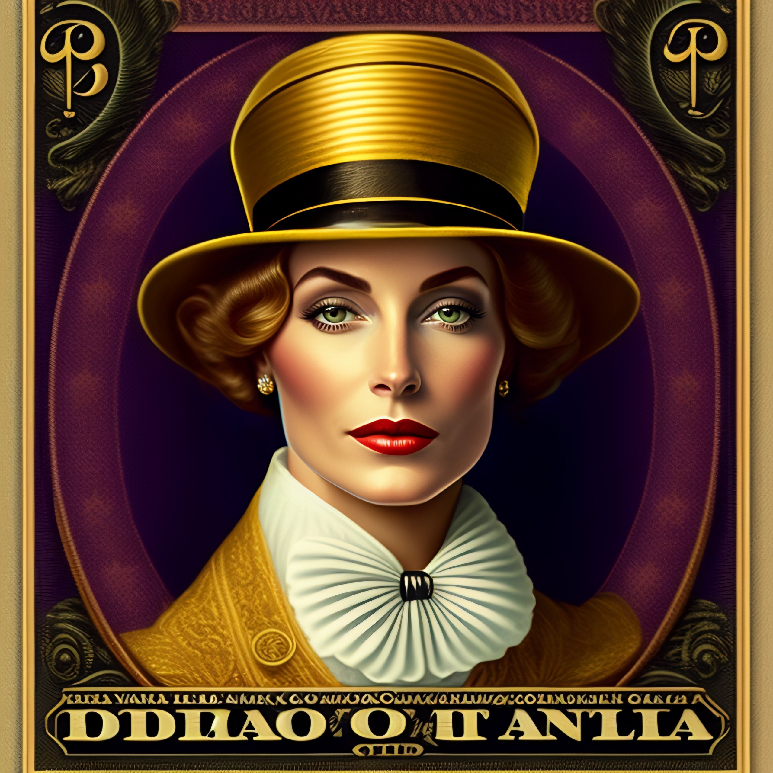 Lexica - Woman with monocle and tophat and moustache on a dollar bill