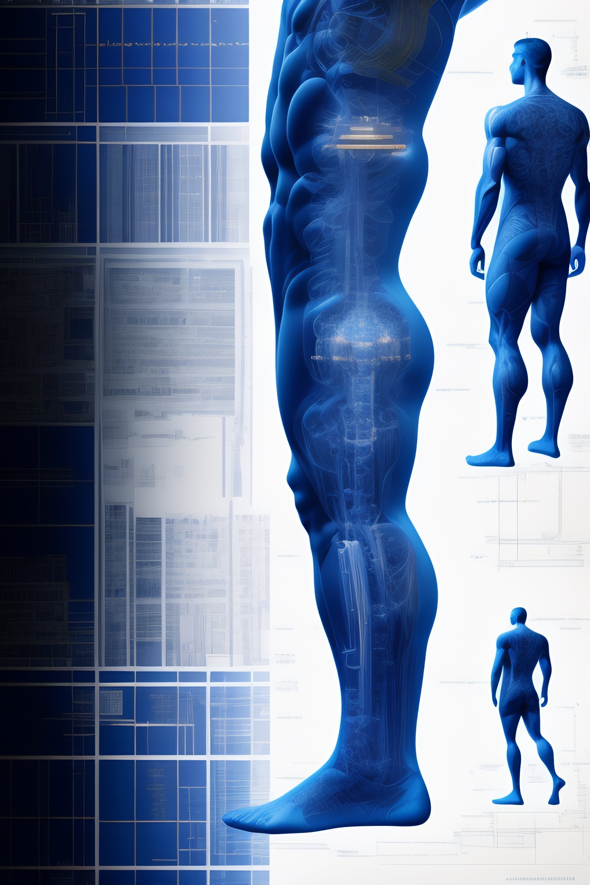 Lexica - Detailed schematics of a young male cyborg, Venetian man ...