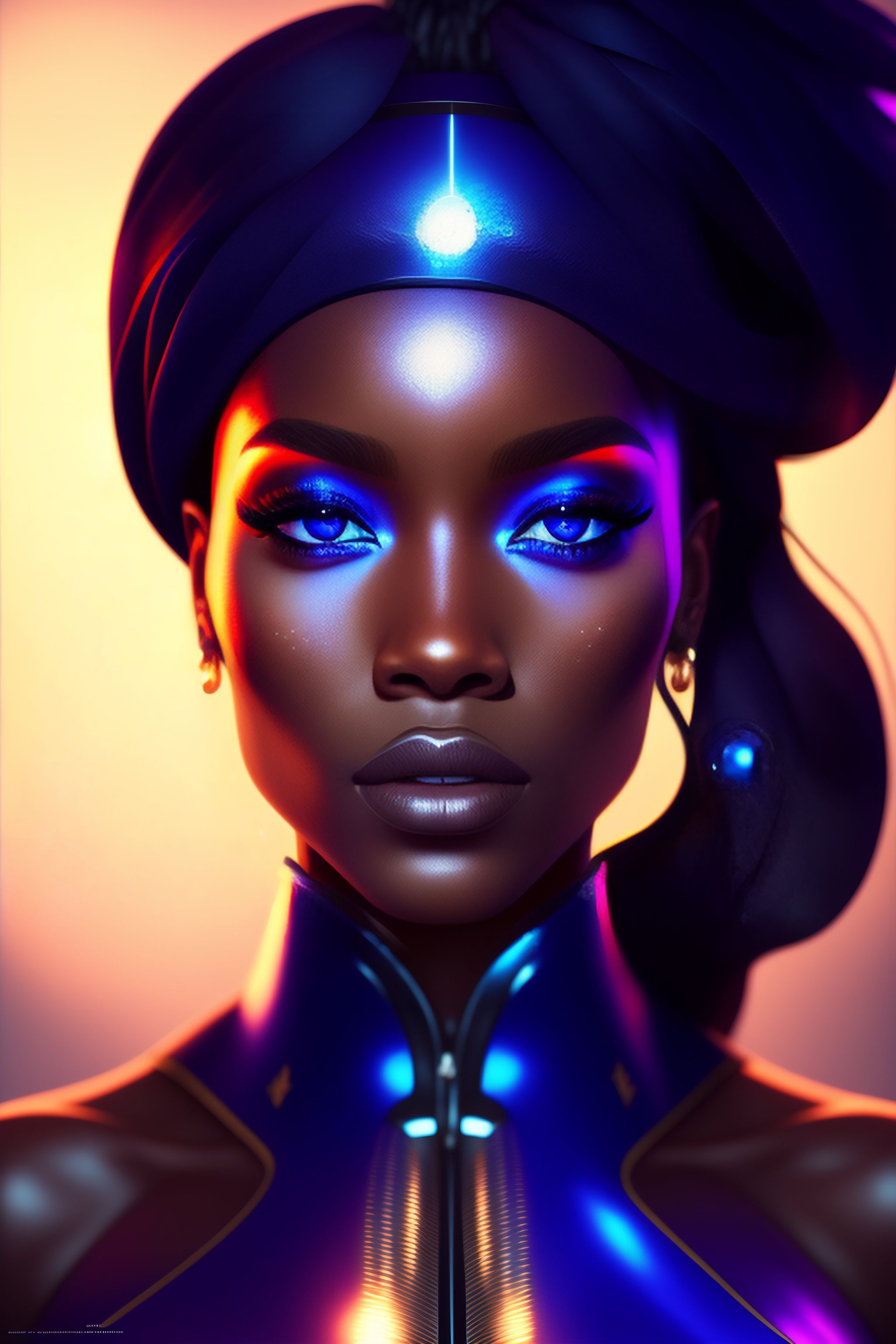 Lexica - A beautiful godness , african, blue eyes, deep space ...