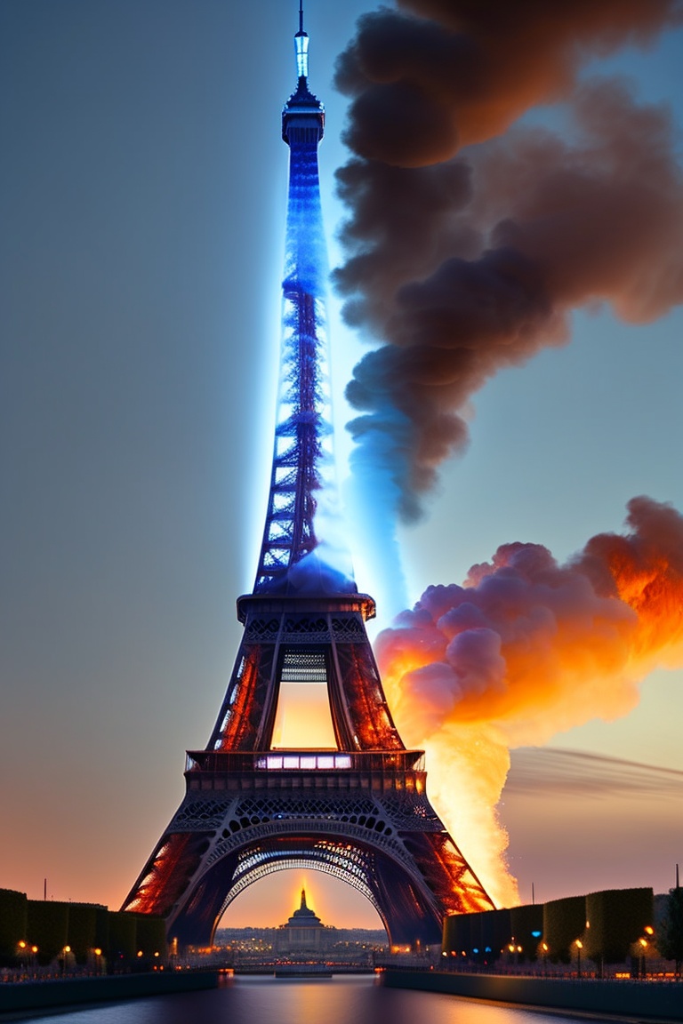 Lexica Aliens in paris, eiffel tower fire