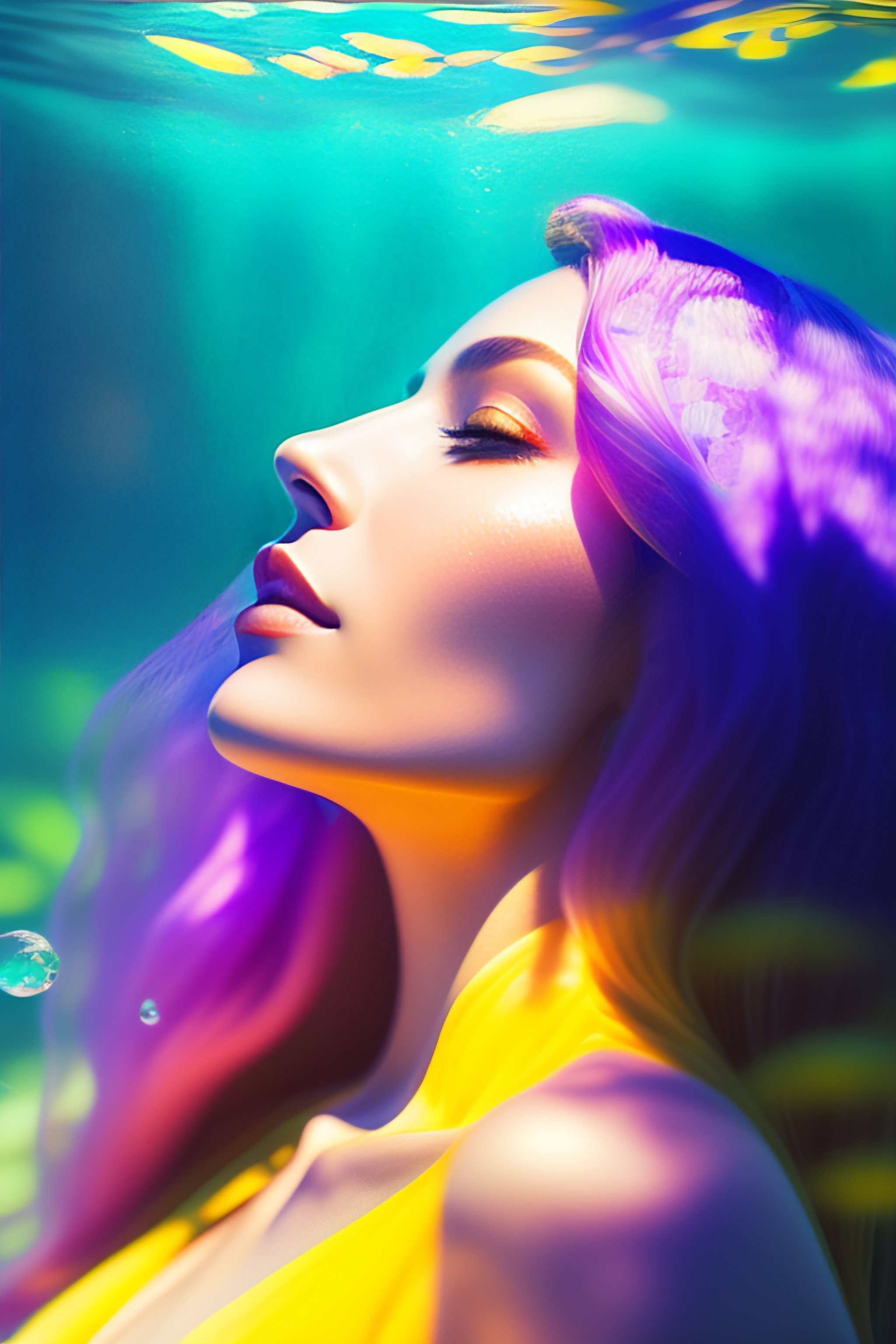 Lexica - Portrait of a beautiful woman under the water, octane render ...