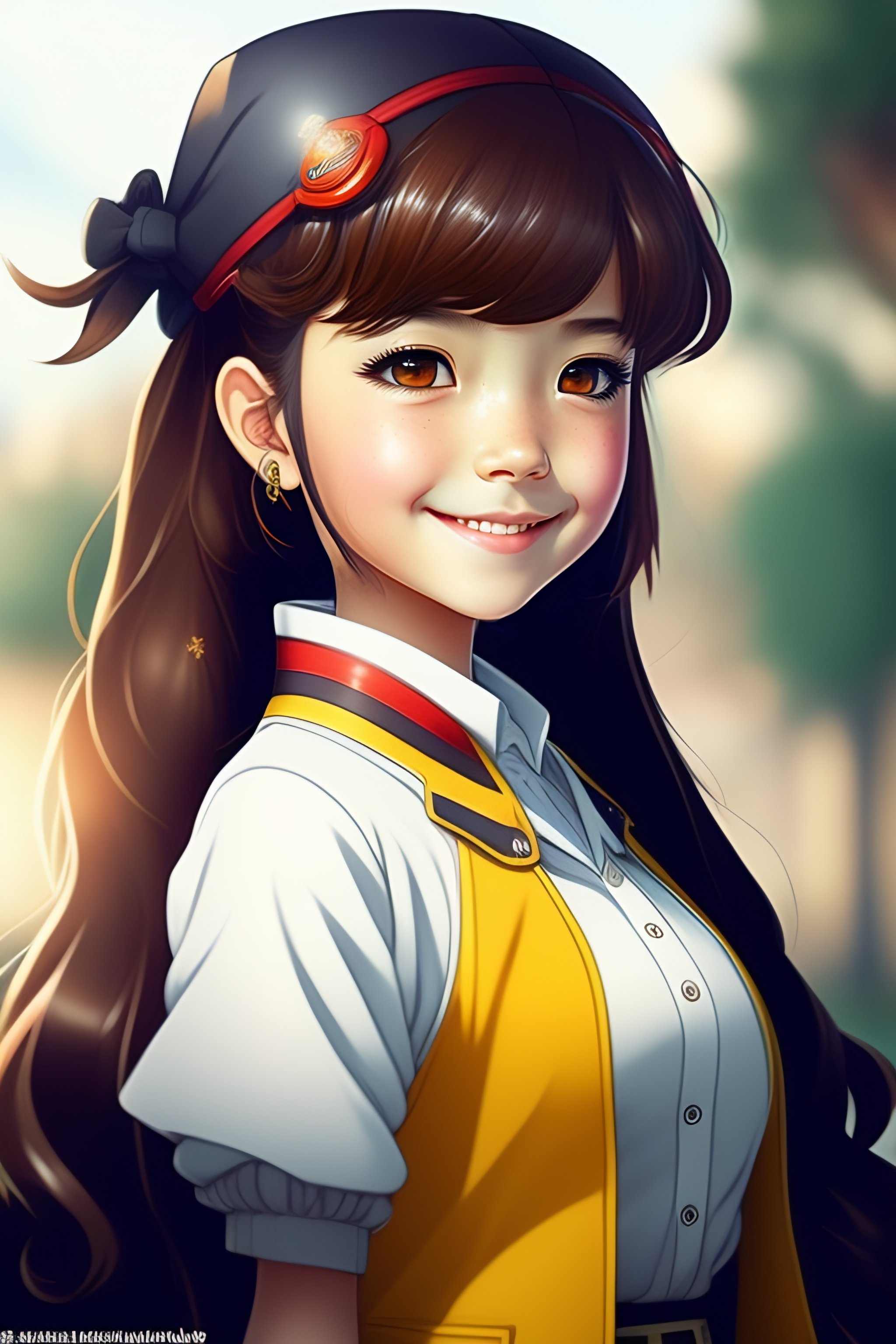 cartoon girl smiling with brown hair