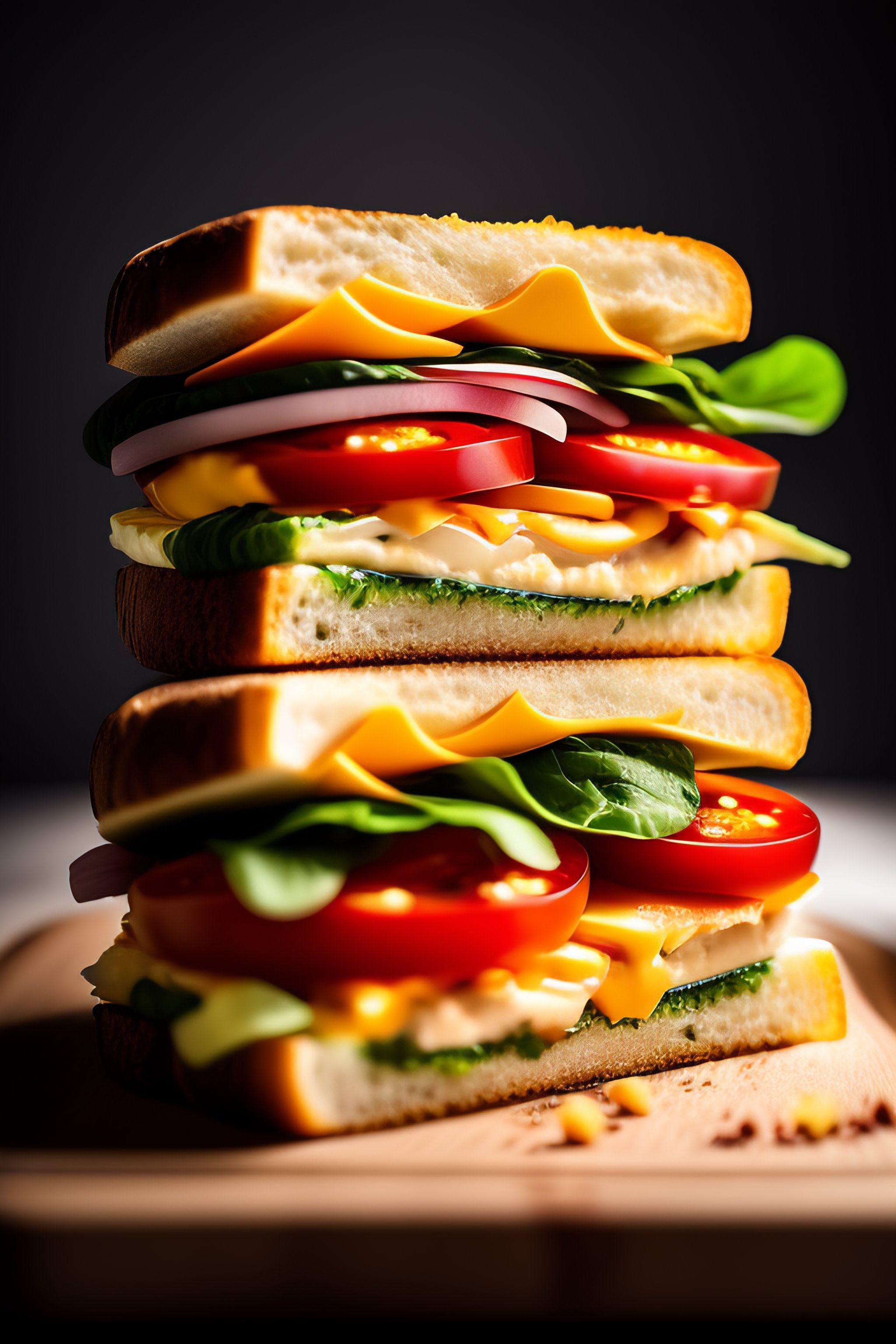 Lexica - Sandwich of led lights with tofu, tomato and cheddar, studio ...